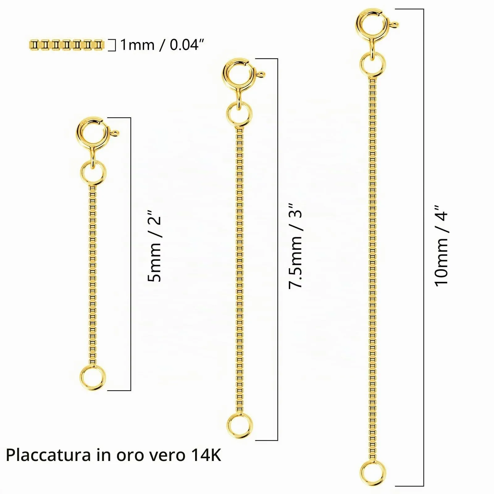 LANCHARMED Catene Estensione Oro 3 Pezzi Regolabili per Collane e Bracciali Donna - immagine 6