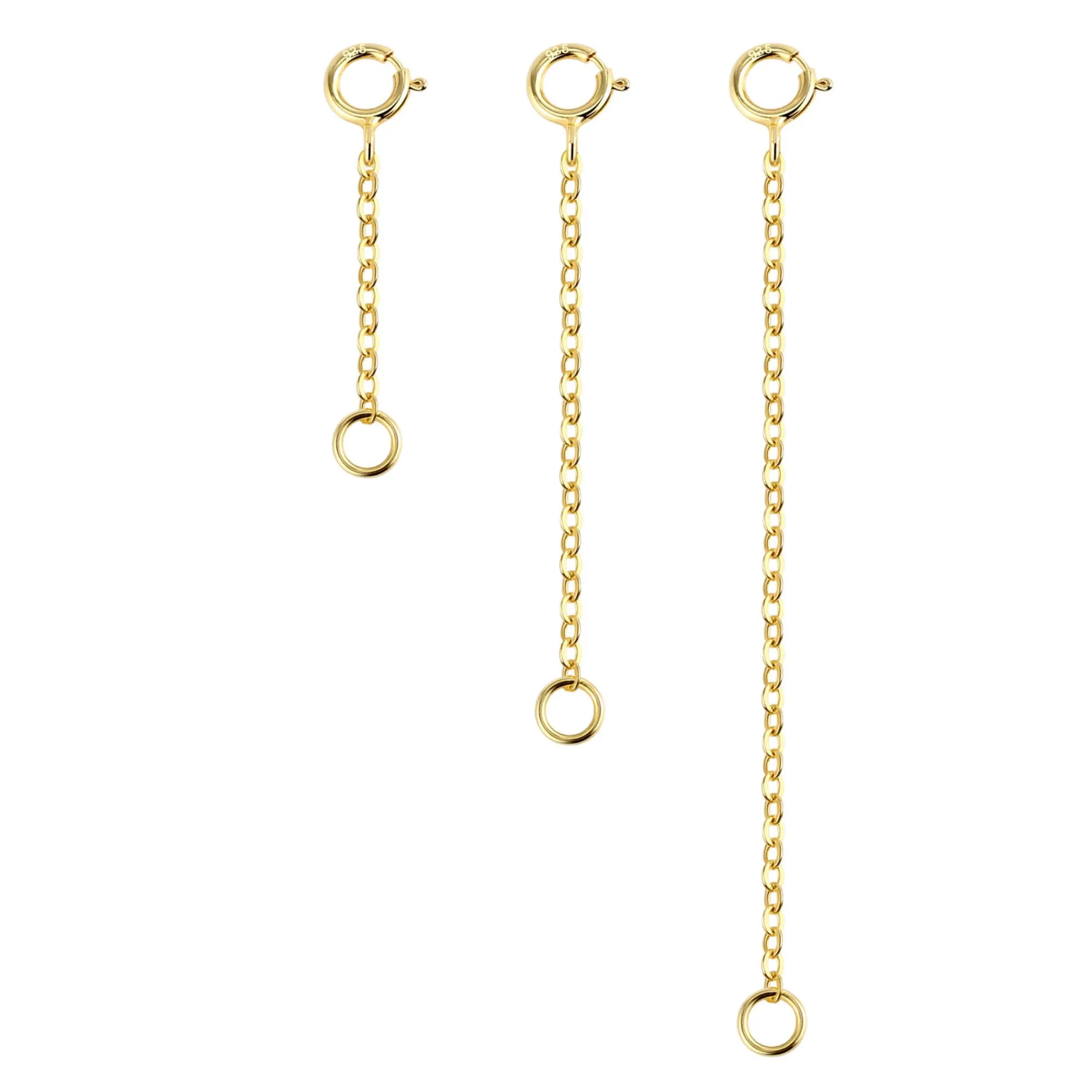 LANCHARMED Catene Estensione in Argento Sterling 925 Placcato Oro 14K, 3 Pezzi Regolabili per Collane e Bracciali - immagine 1