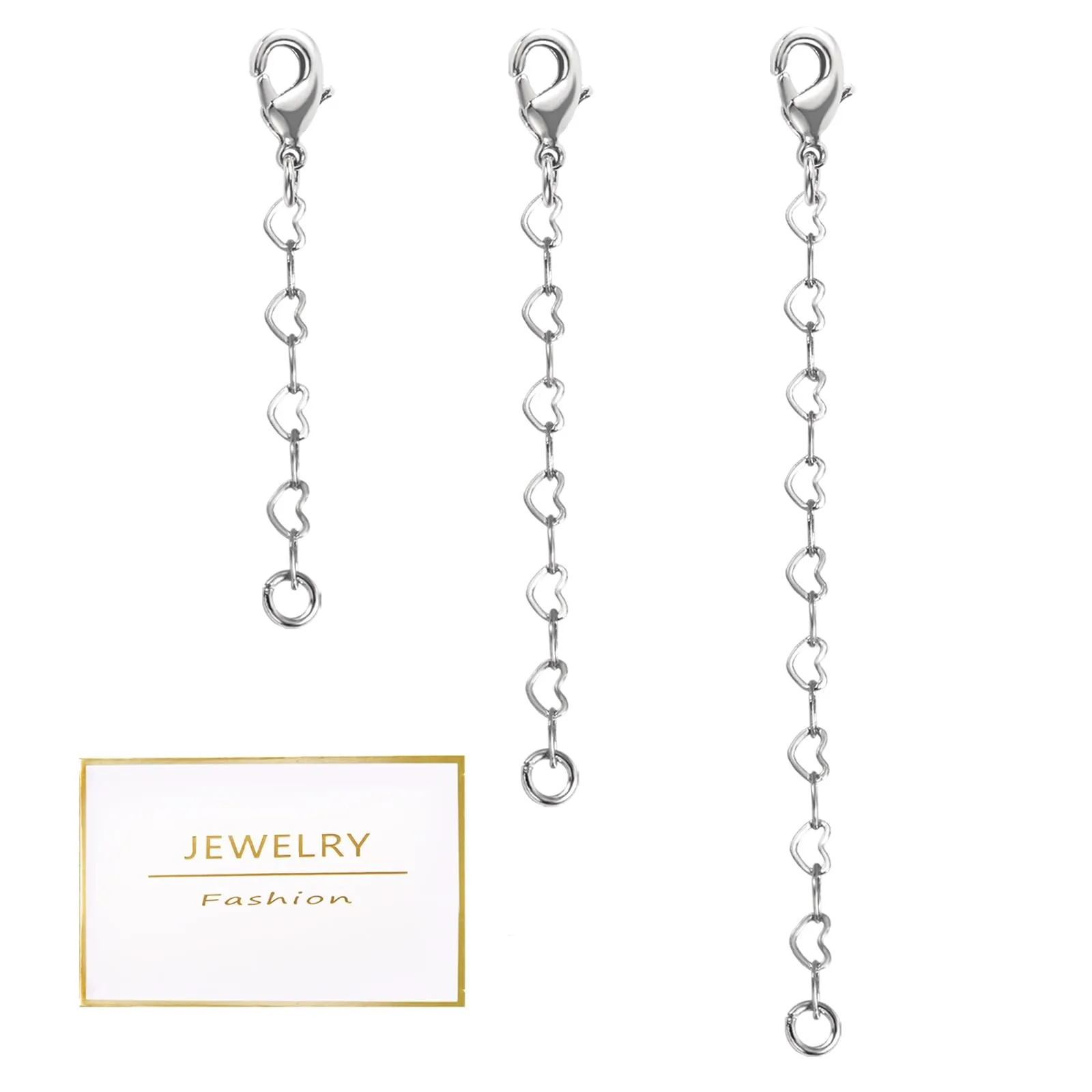 LANCHARMED Catene Estensione Argento per Collane e Bracciali Donna, 3 Pezzi Regolabili - immagine 1