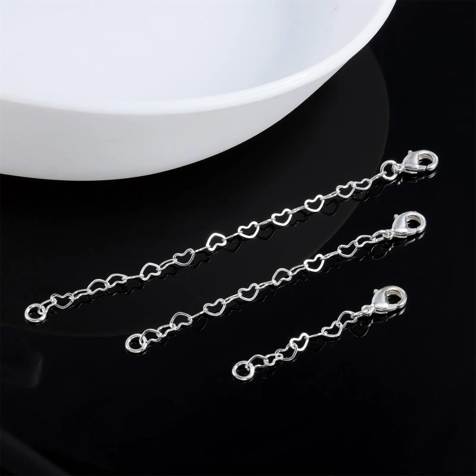 LANCHARMED Catene Estensione Argento per Collane e Bracciali Donna, 3 Pezzi Regolabili - immagine 4