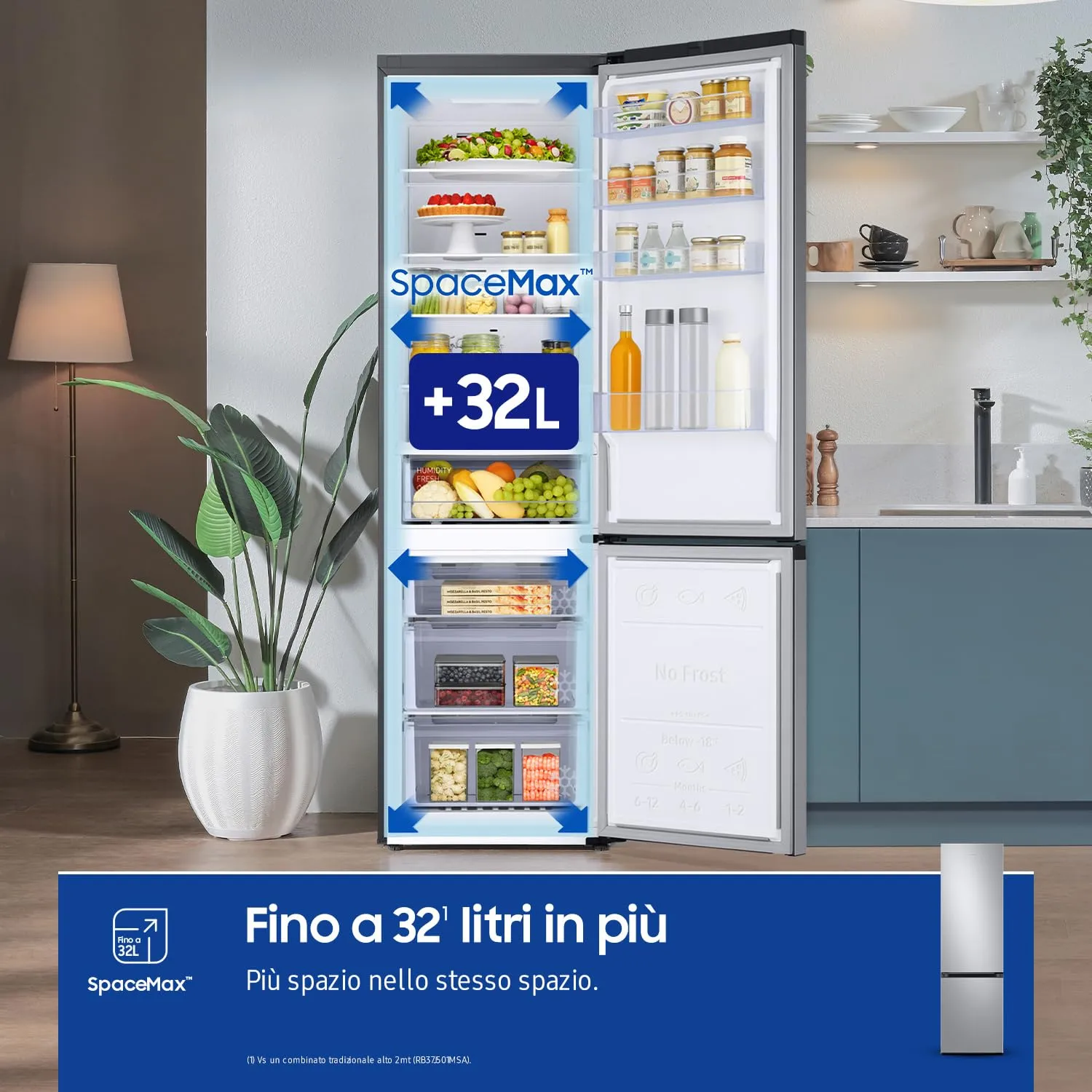 Samsung EcoFlex AI Frigorifero Combinato RB38C600DSA/EF, 390 L, Silver Inox - immagine 4