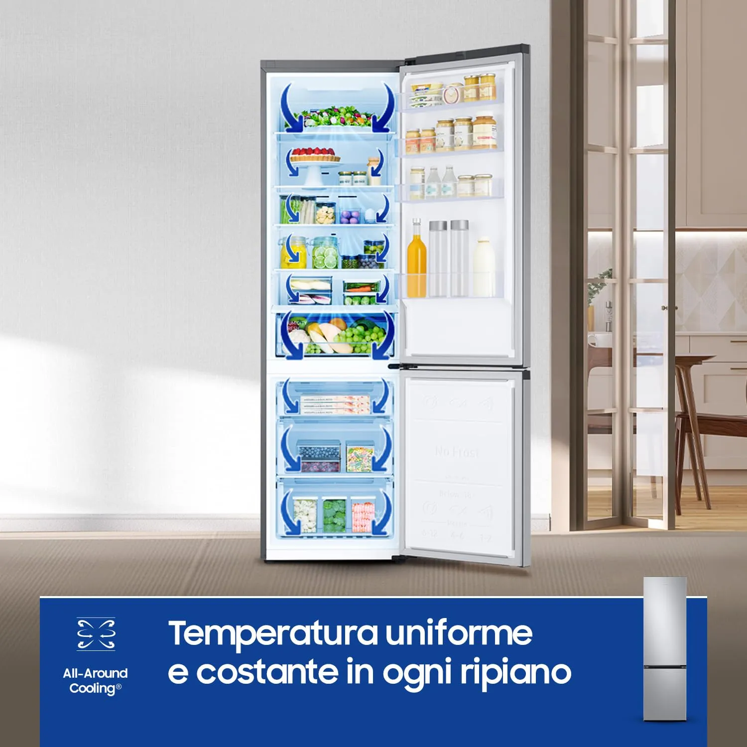 Samsung EcoFlex AI Frigorifero Combinato RB38C600DSA/EF, 390 L, Silver Inox - immagine 5