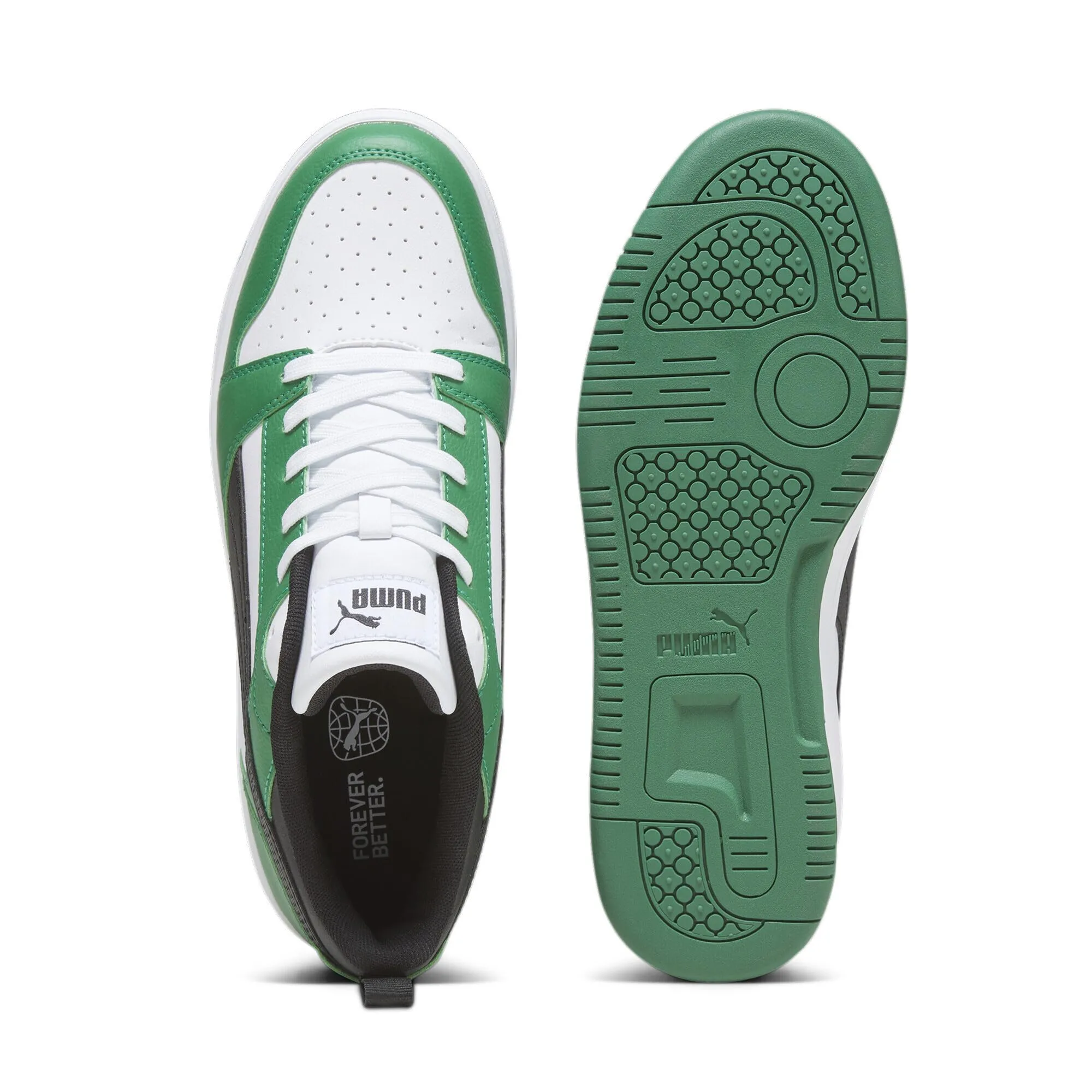 Puma Rebound V6 Low Sneakers, White Black Archive Green, 42.5 EU - immagine 6