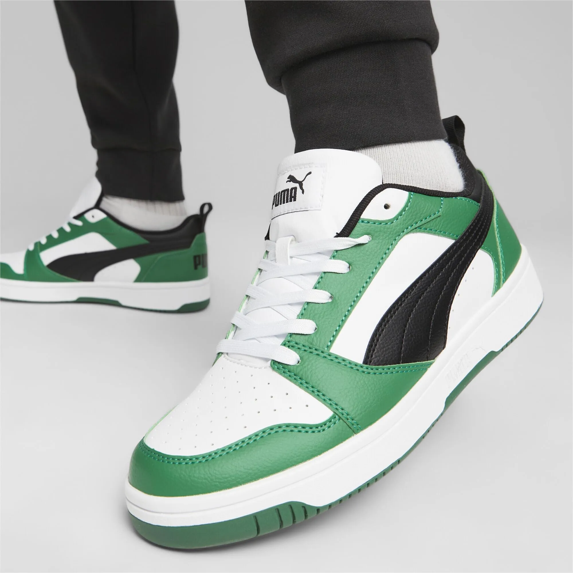 Puma Rebound V6 Low Sneakers, White Black Archive Green, 42.5 EU - immagine 9
