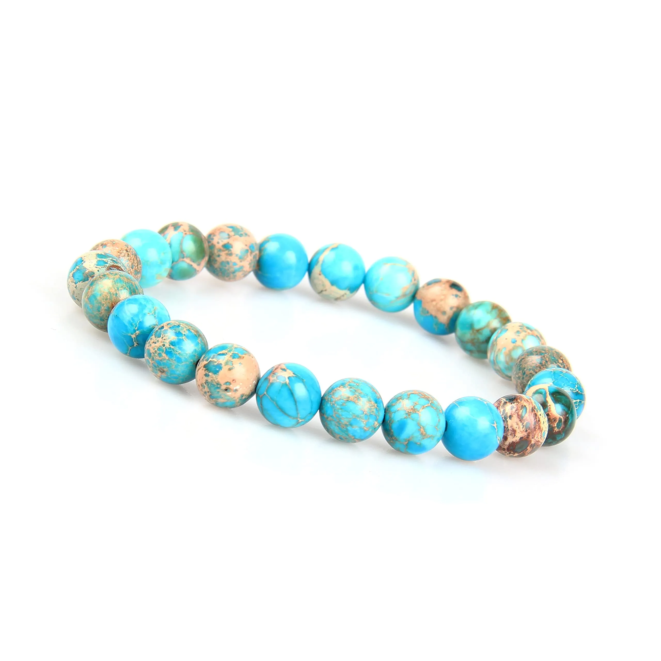 GD GOOD.designs Bracciale Chakra Perle di Diaspro Naturale Turchese 8mm Unisex - immagine 1