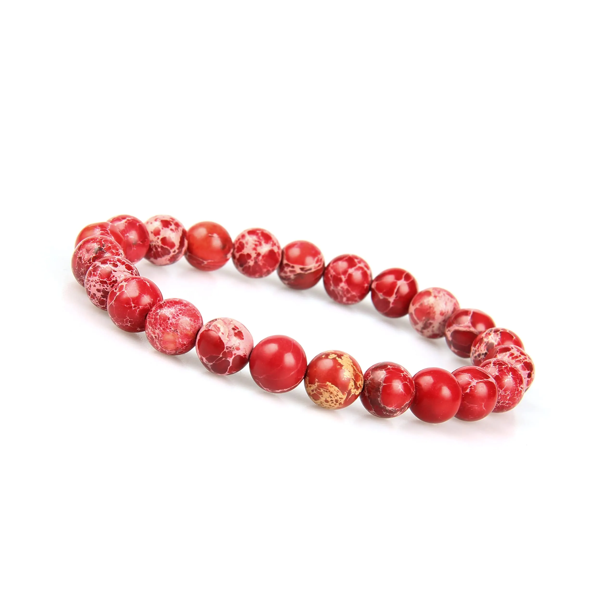 GD GOOD.designs Bracciale Chakra Perle di Diaspro Naturale Unisex, Rosso 8mm - immagine 1