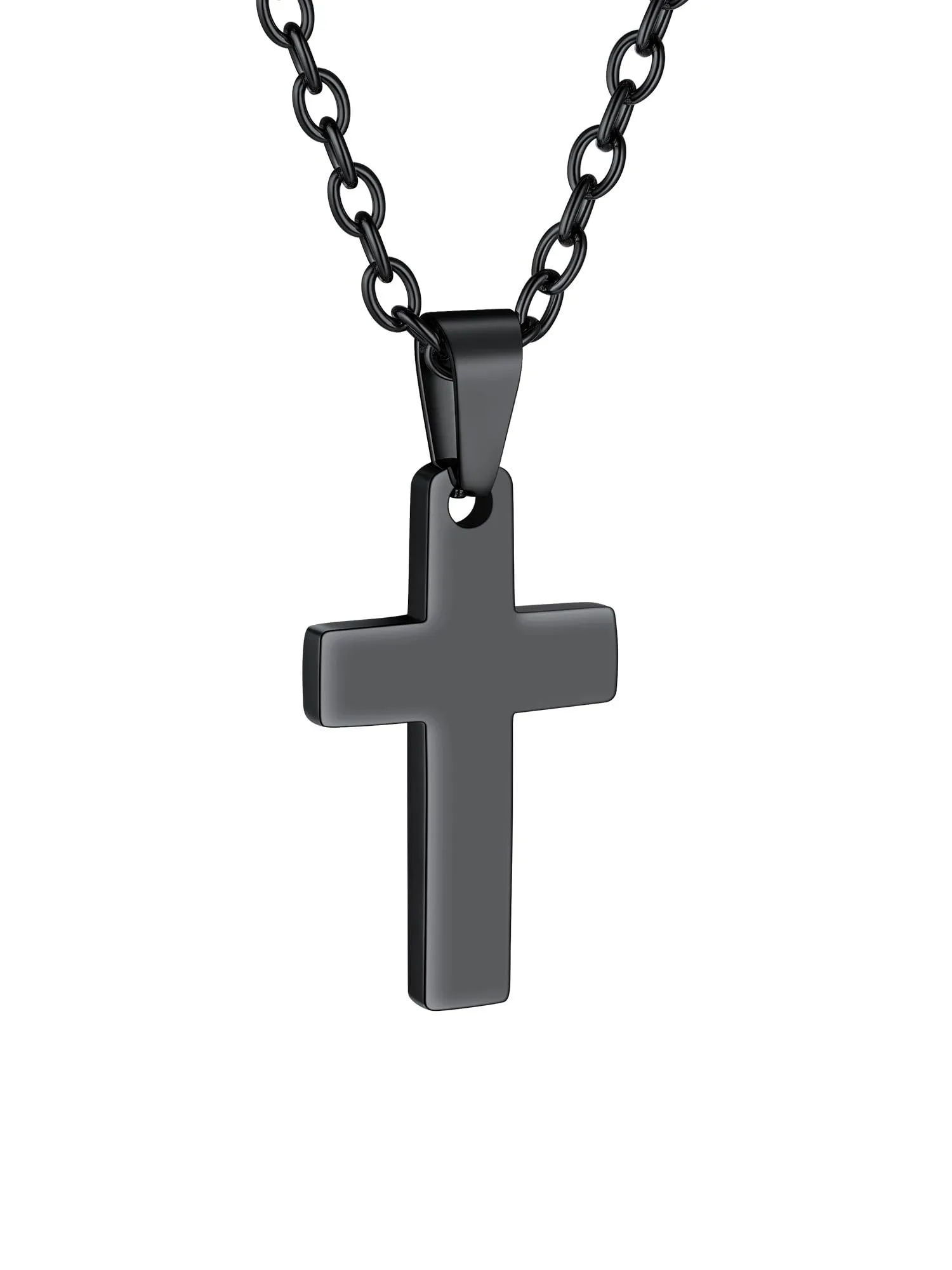 PROSTEEL Collana Croce Uomo Nero 31mm Acciaio Inox 316L - immagine 1