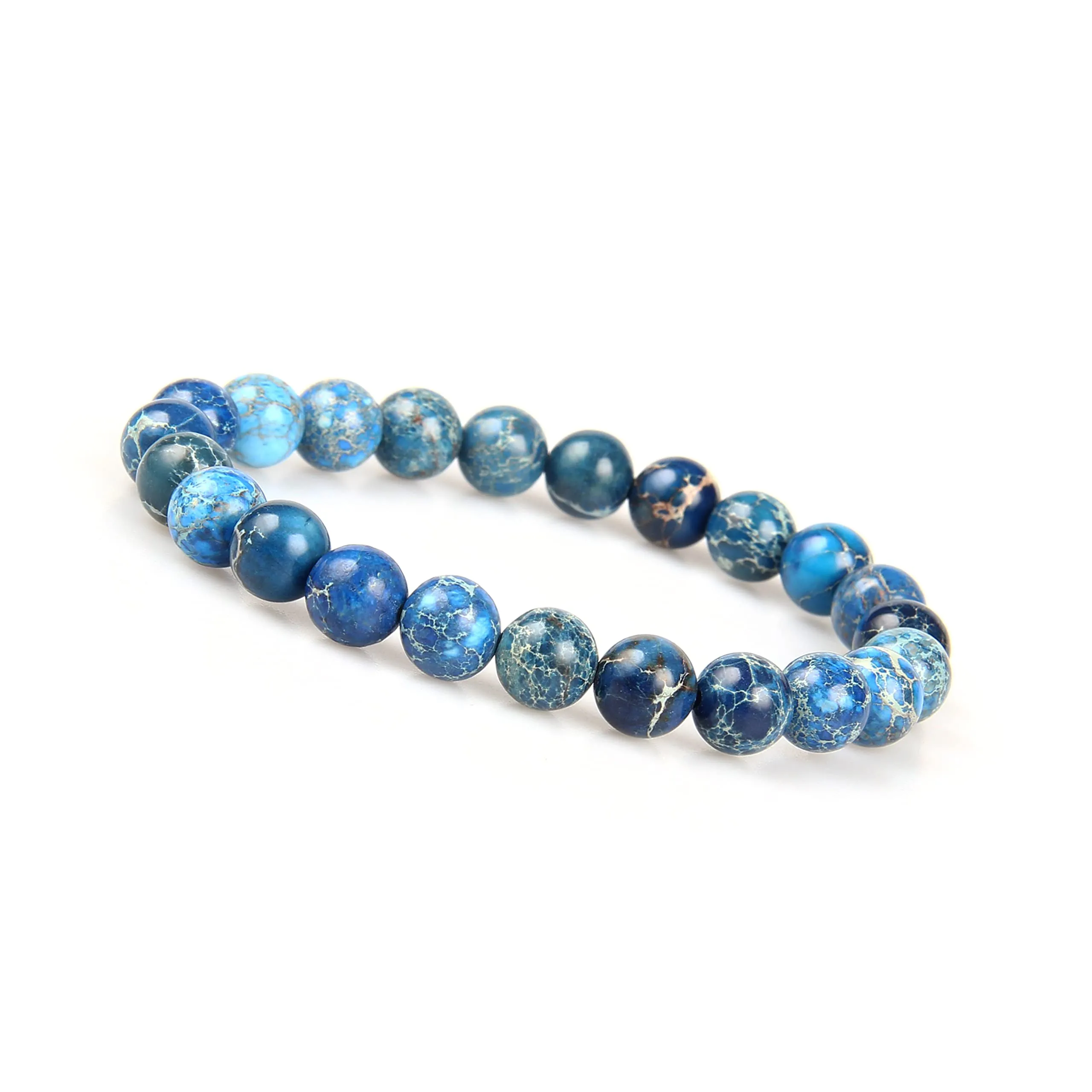 GD GOOD.designs Bracciale Chakra in perle di diaspro naturale, 8mm, Blu - immagine 1