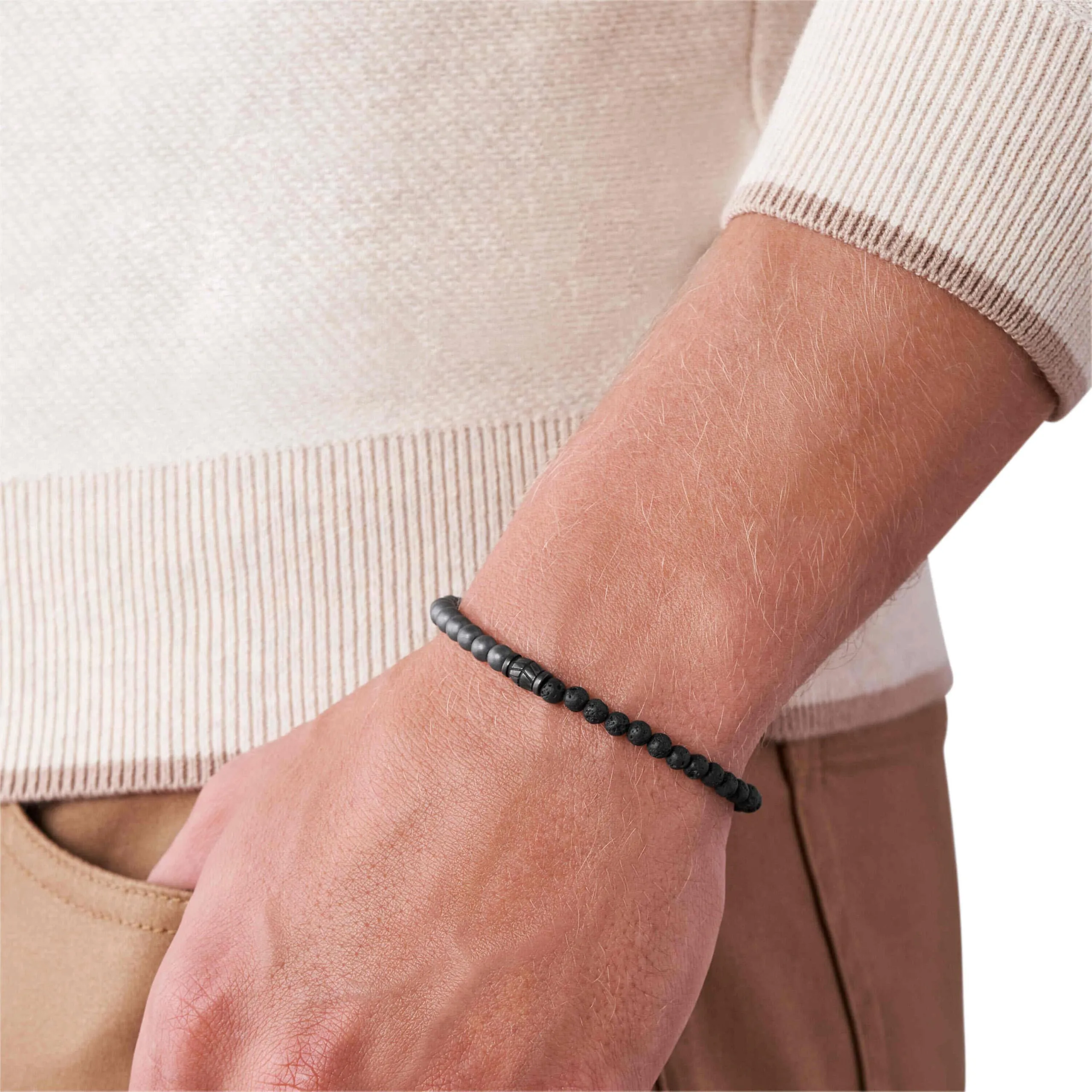 Fossil Vintage Casual Men's Bracelet, Black, JF03008793 - immagine 2