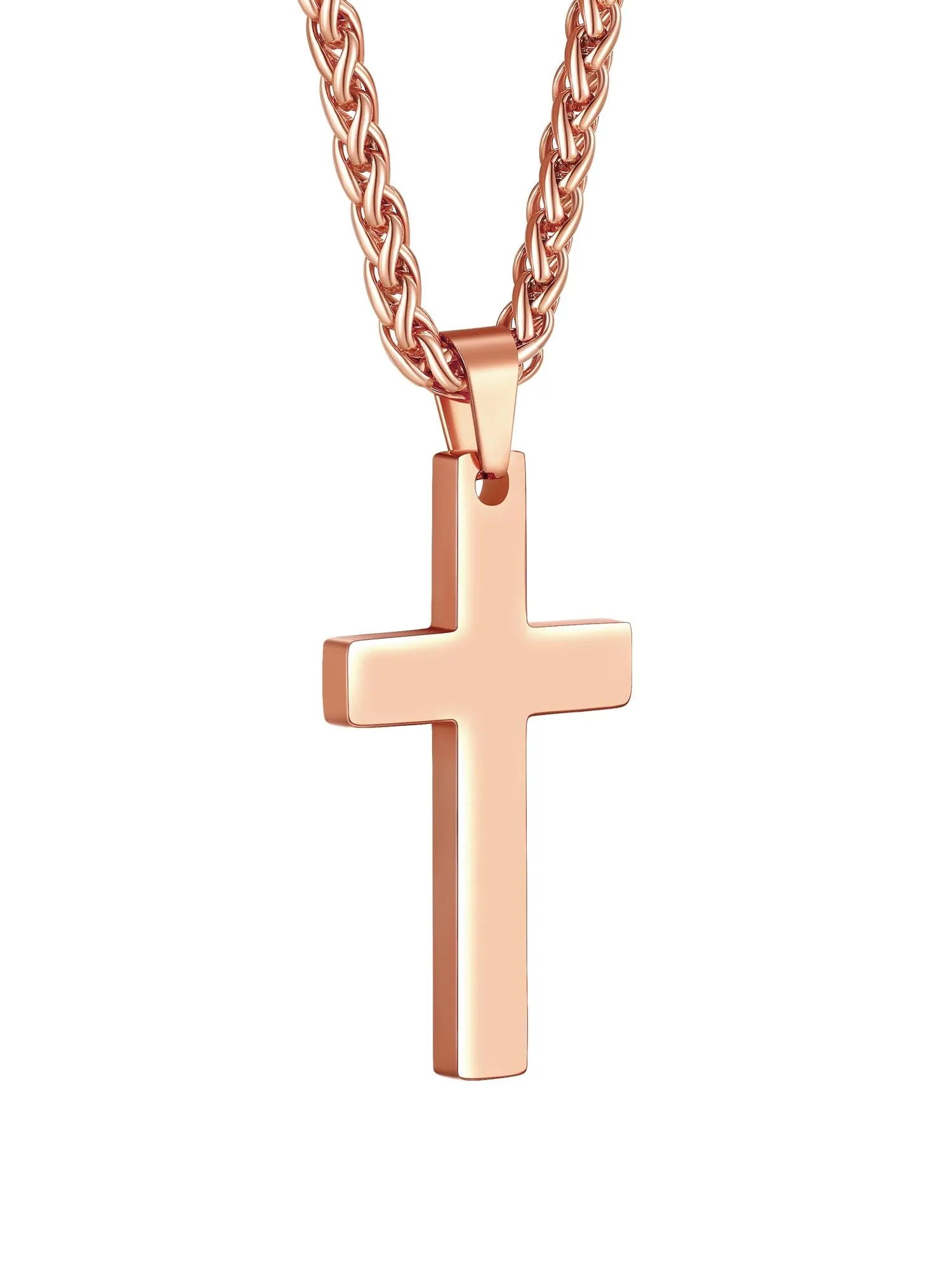 PROSTEEL Collana Croce Uomo Personalizzata Oro Rosa 43mm Acciaio Inox 316L - immagine 1