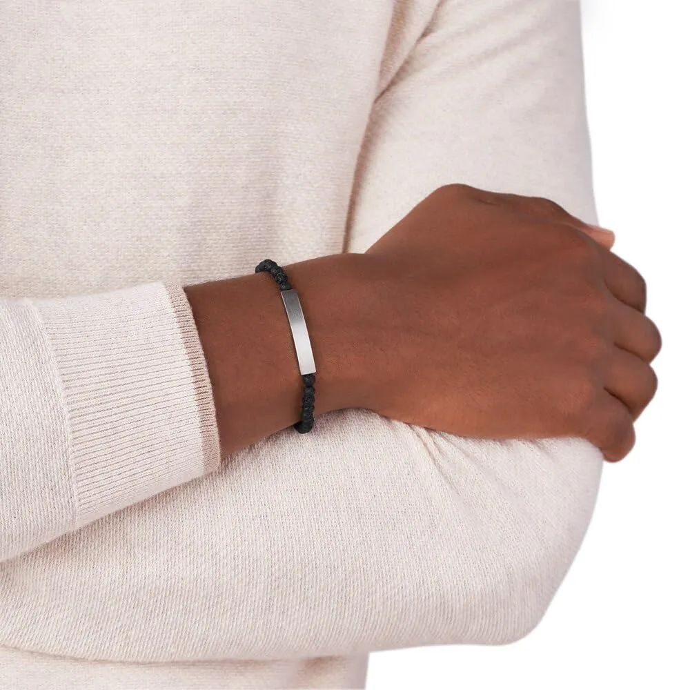 Fossil Vintage Casual Bracciale Da Uomo in Pietra Semi-Preziosa Nero JF03247040 - immagine 2