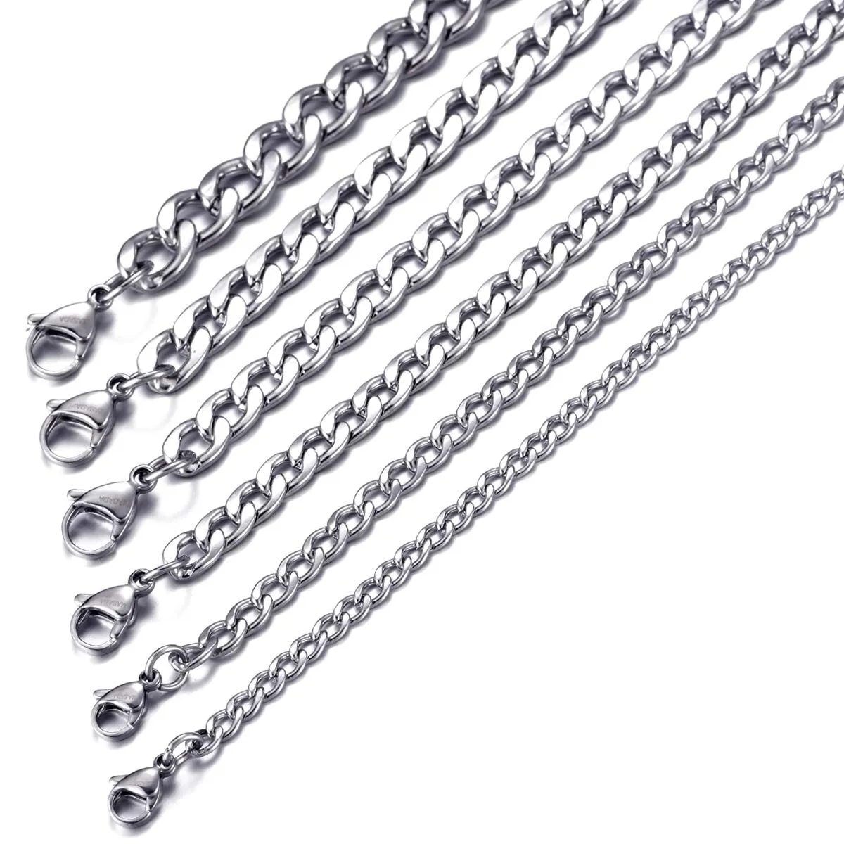 MASADA Collana da uomo in acciaio inossidabile a maglie larghe, argento e oro - immagine 5