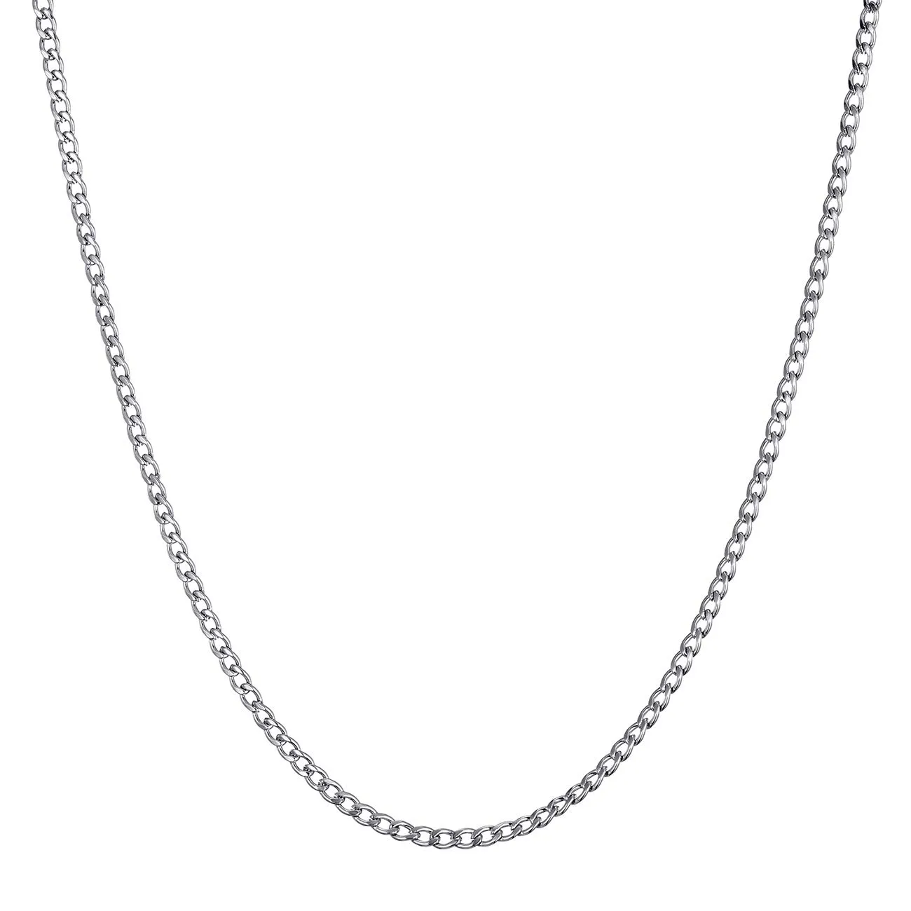 MASADA Collana da uomo in acciaio inossidabile 316L, catena a maglie larghe, 52 cm, Argento - immagine 2