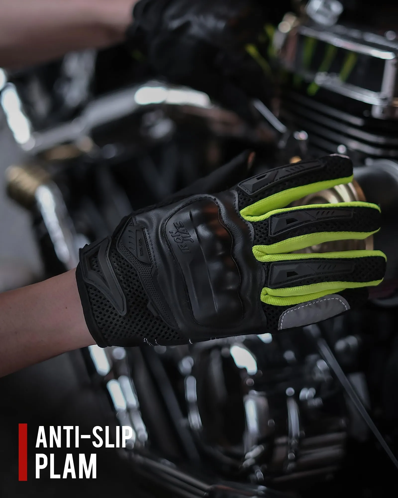IRON JIA'S Guanti Moto Uomo Estivi Touch Screen Impermeabili Traspiranti con Protezione a Guscio Duro, Verde-L - immagine 8