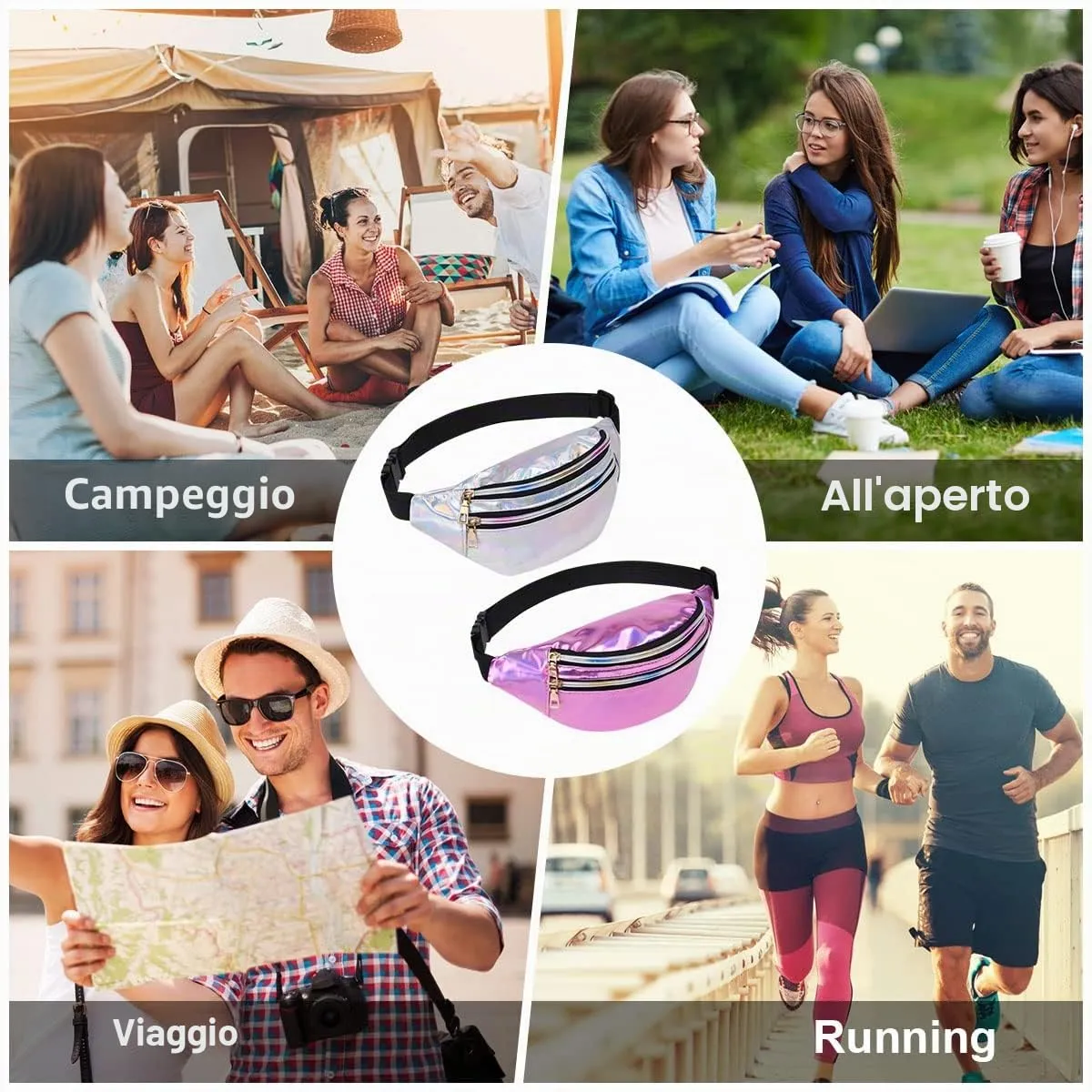 Flintronic Marsupio da Donna, 2 Pezzi, Impermeabile e Regolabile, Pelle PU - immagine 6