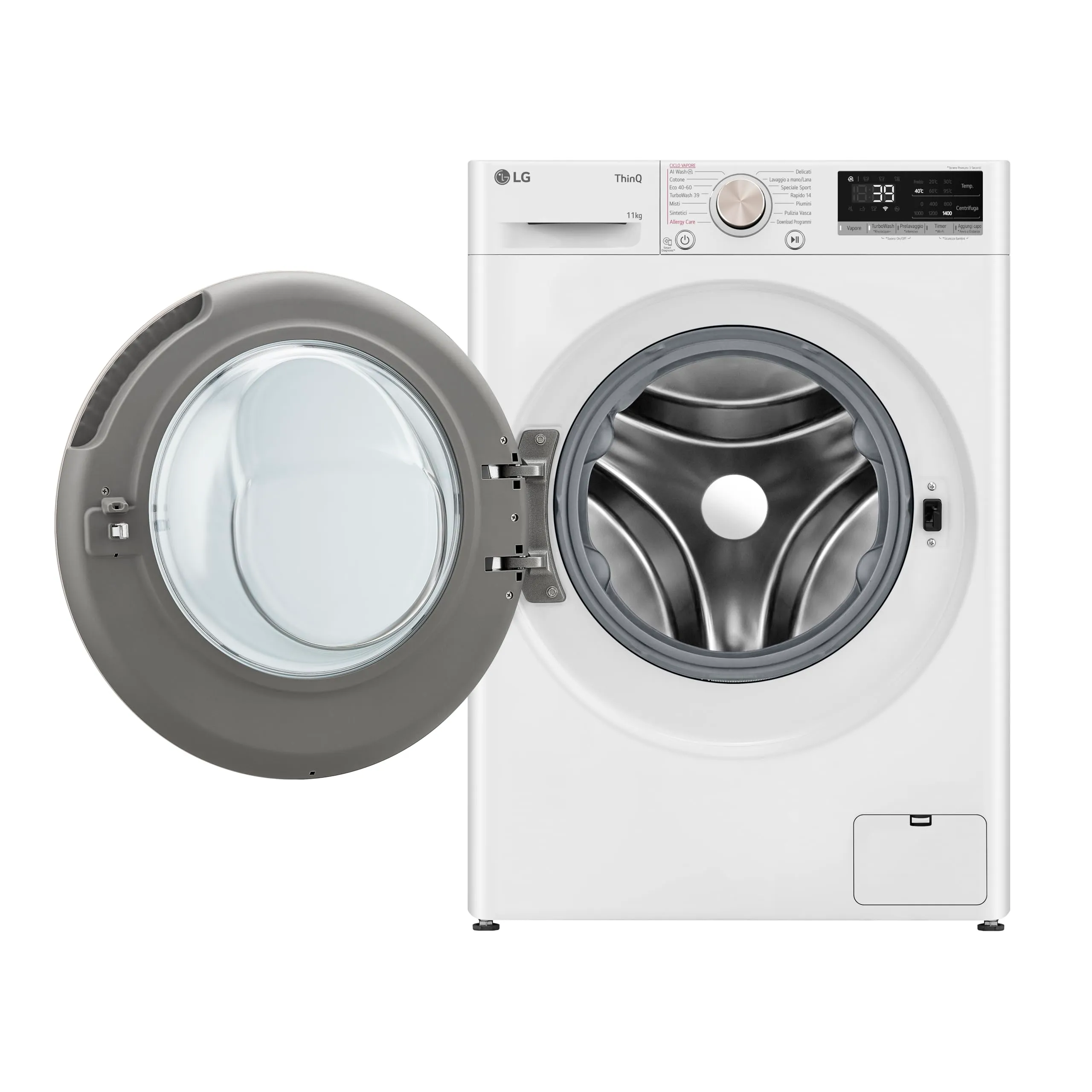 LG F4R7011TSWG Lavatrice AI DD 11kg, Serie R7, Classe A-10%, 1400 giri, TurboWash 360, Vapore, Wi-Fi, Bianco - immagine 3