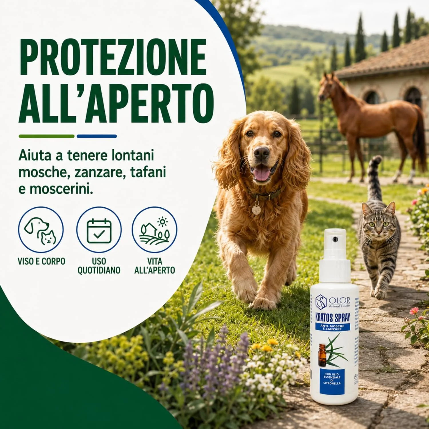 Olor Health Kratos Spray Anti Zanzare e Mosche 100ml per Cane, Gatto, Cavallo - immagine 3