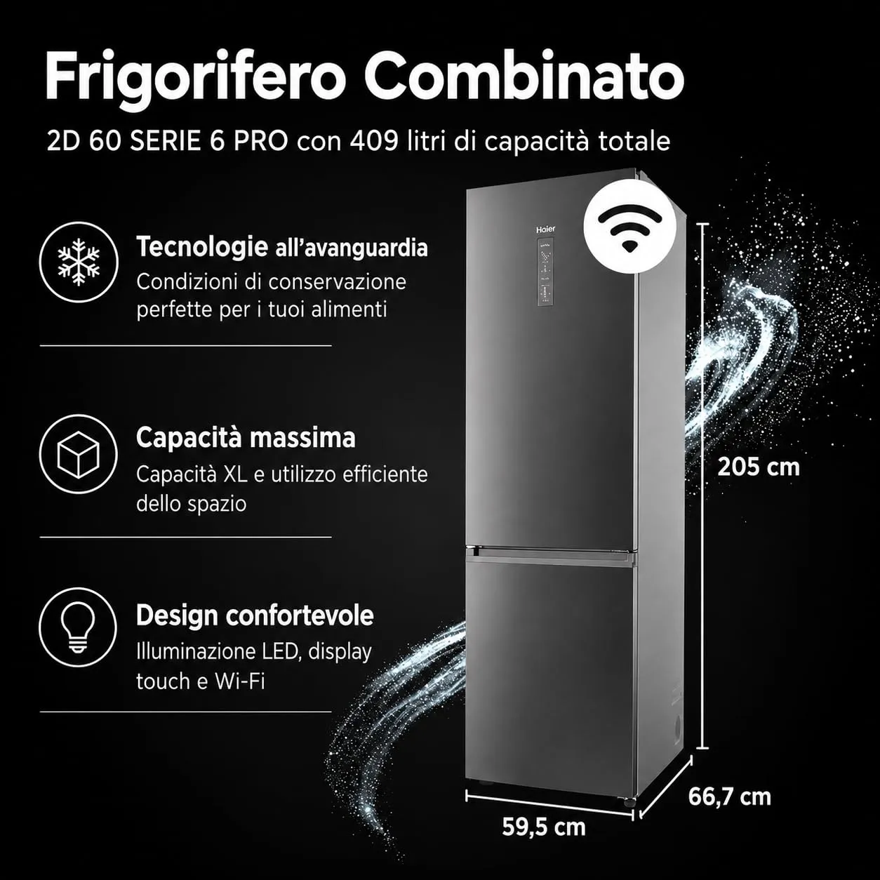 Haier 2D 60 Serie 5 Pro Frigorifero Combinato 409 Litri No Frost Classe A - immagine 3