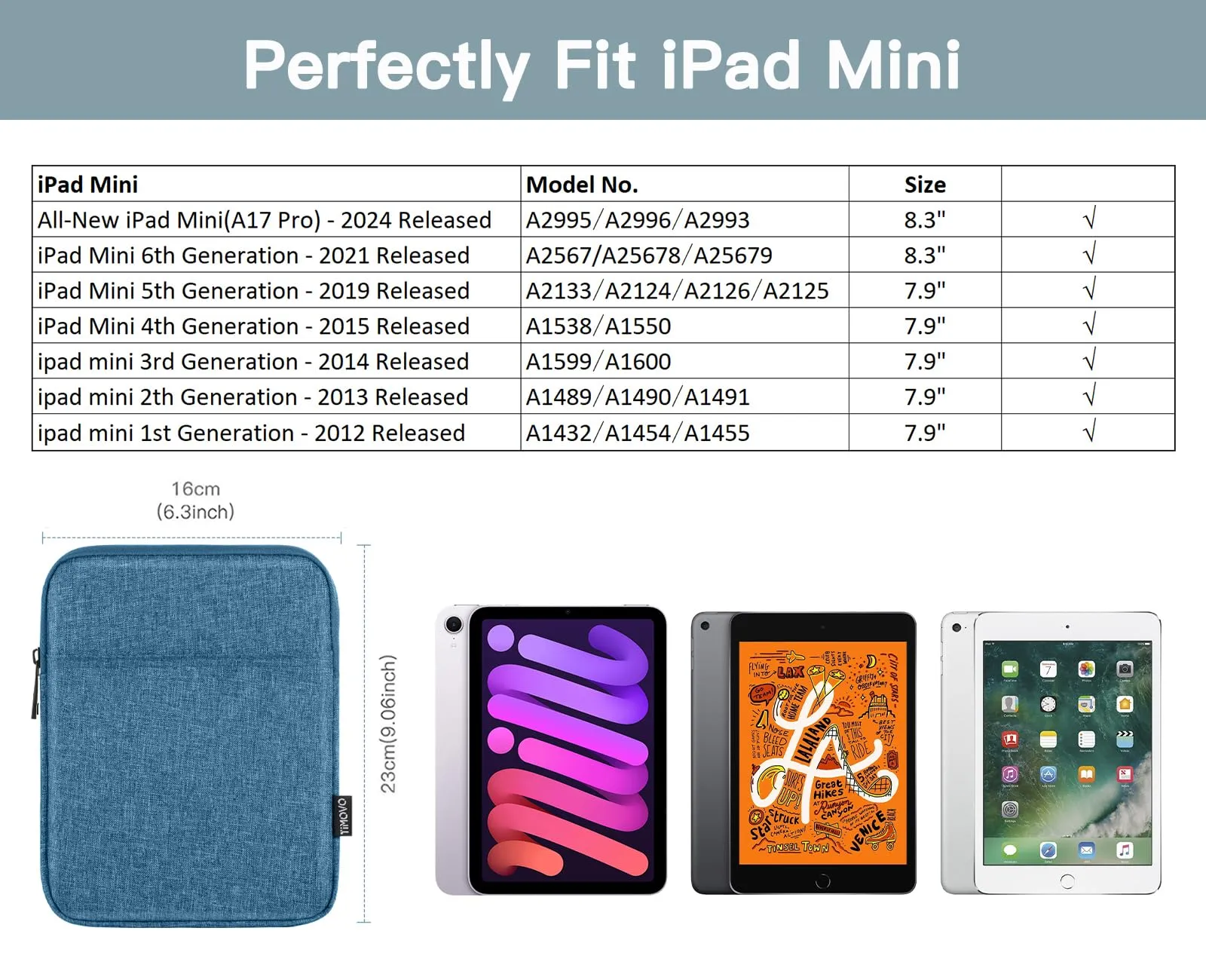 TiMOVO Custodia per Tablet 8-9 Pollici con Tasche, Blu - immagine 2