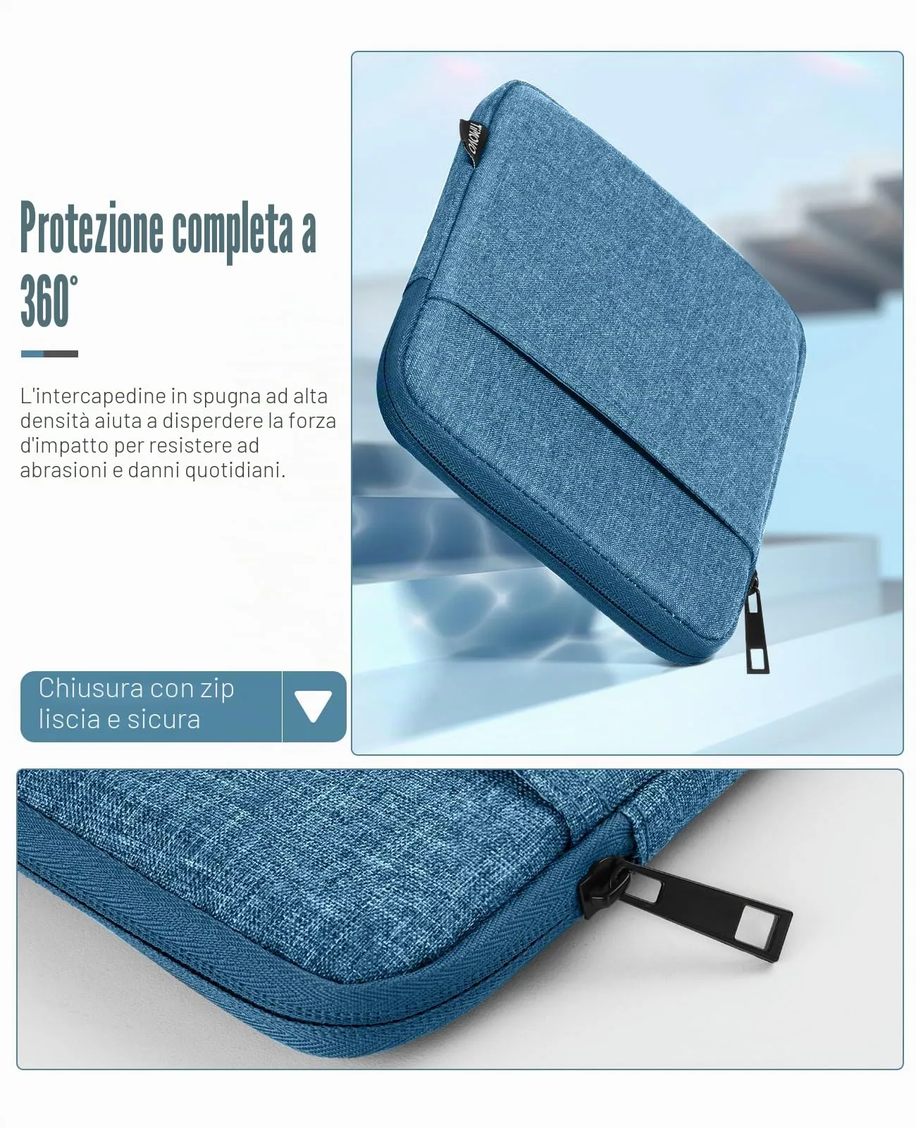 TiMOVO Custodia per Tablet 8-9 Pollici con Tasche, Blu - immagine 5