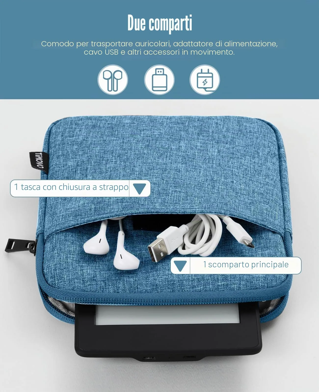 TiMOVO Custodia per Tablet 8-9 Pollici con Tasche, Blu - immagine 6