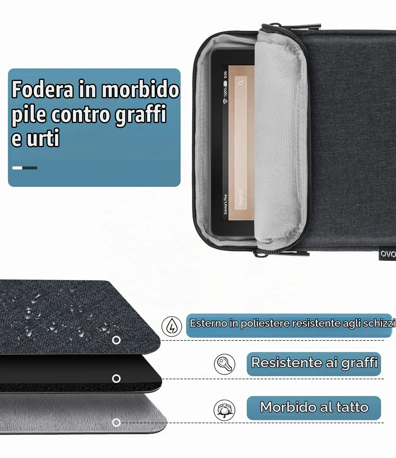 TiMOVO Custodia per Tablet 7-8 Pollici, Grigio Siderale - immagine 4