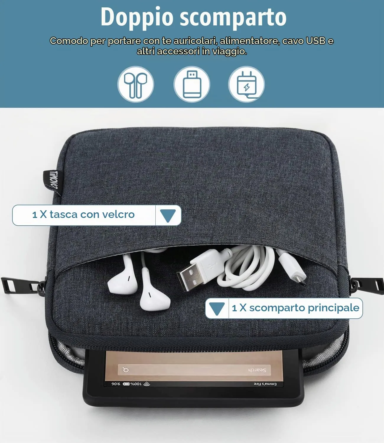 TiMOVO Custodia per Tablet 7-8 Pollici, Grigio Siderale - immagine 5