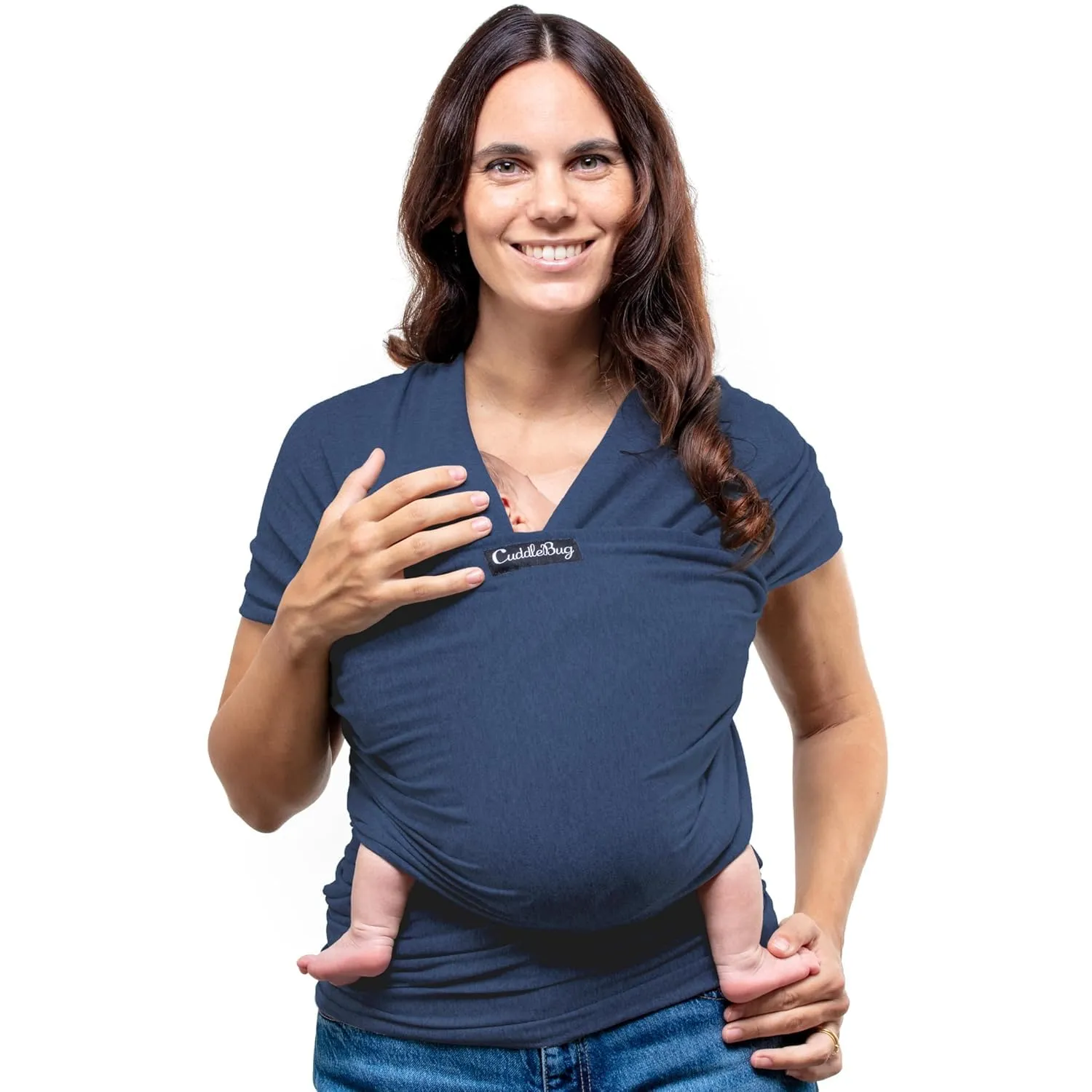 Cuddlebug Fascia Porta Bebè Elastica, Neonato, 3-16 kg, Blu Navy - immagine 1