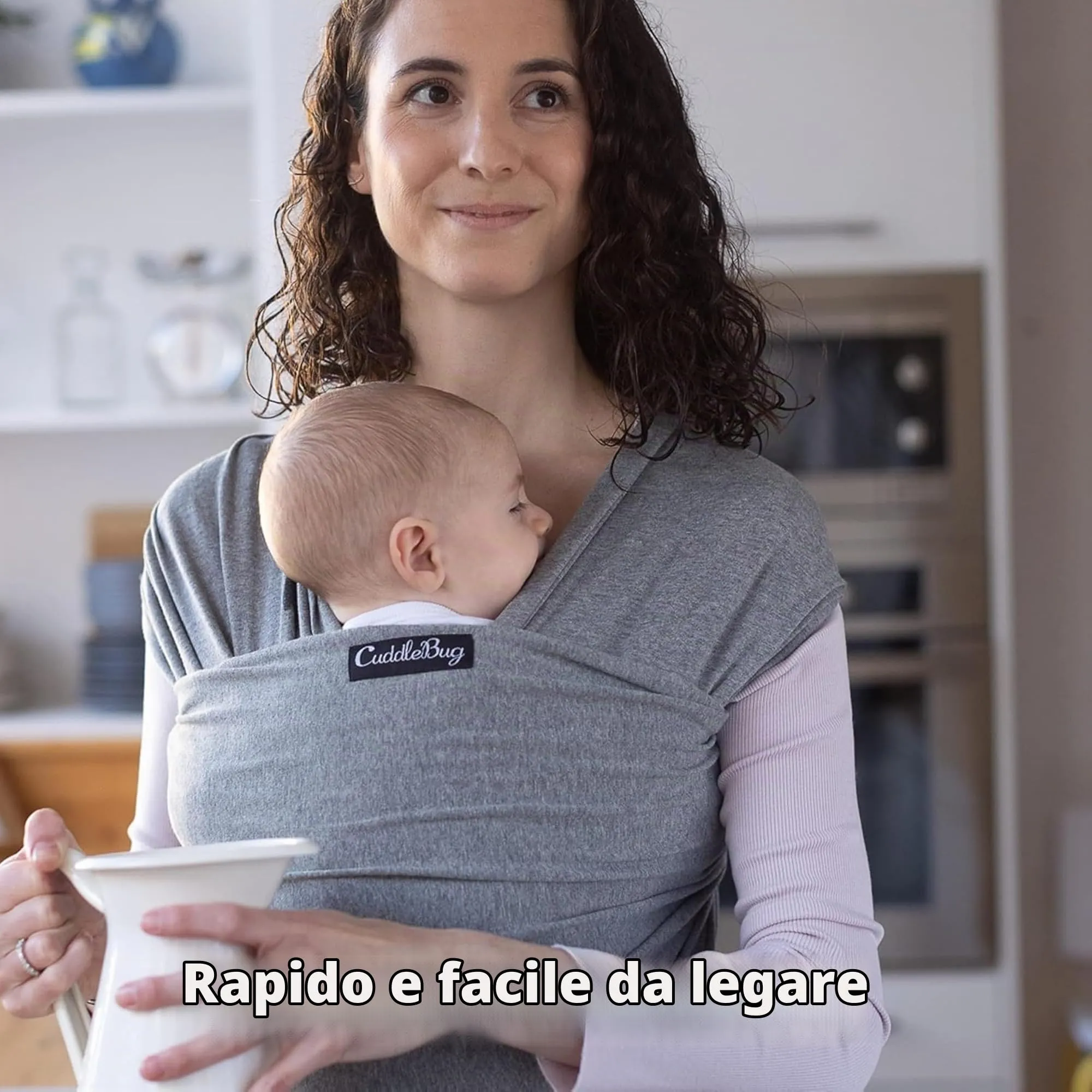 Cuddlebug Fascia Porta Bebè Elastica, Neonato, 3-16 kg, Blu Navy - immagine 6