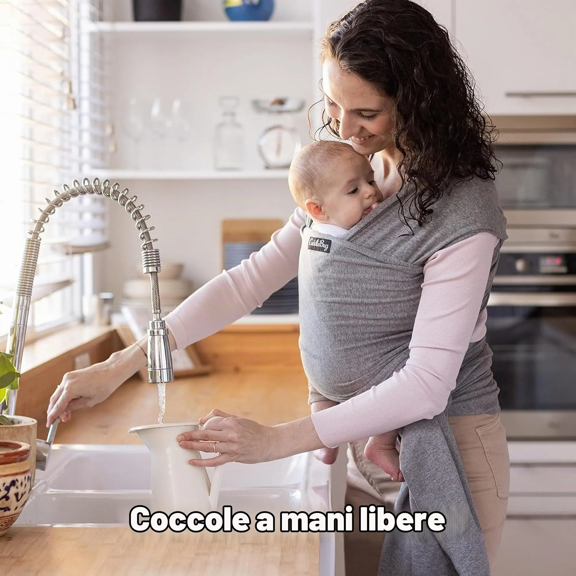 Cuddlebug Fascia Porta Bebè Elastica, Neonato, 3-16 kg, Blu Navy - immagine 7