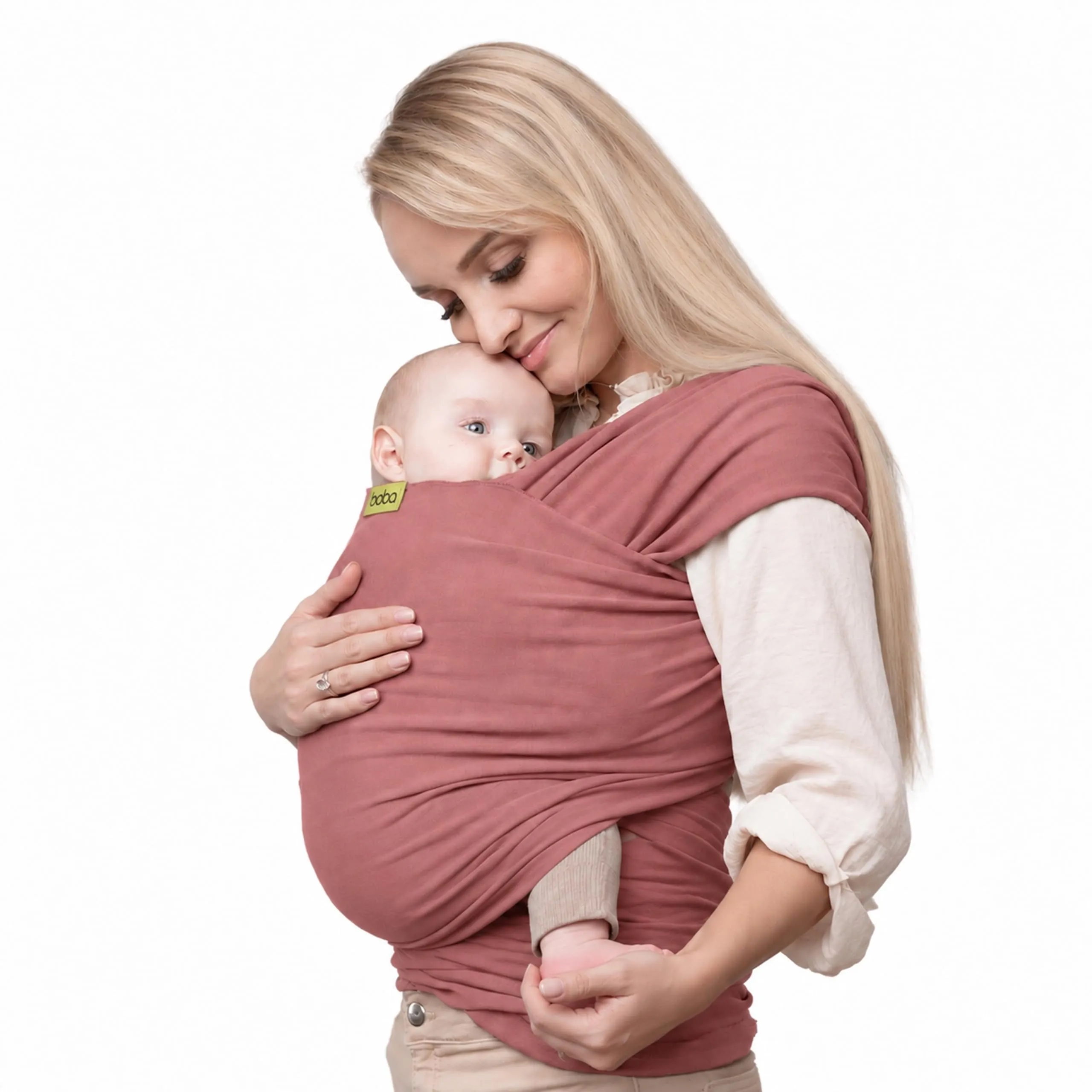 Boba Fascia Porta Bebè Elastica in Cotone, Rosa Antico - immagine 1