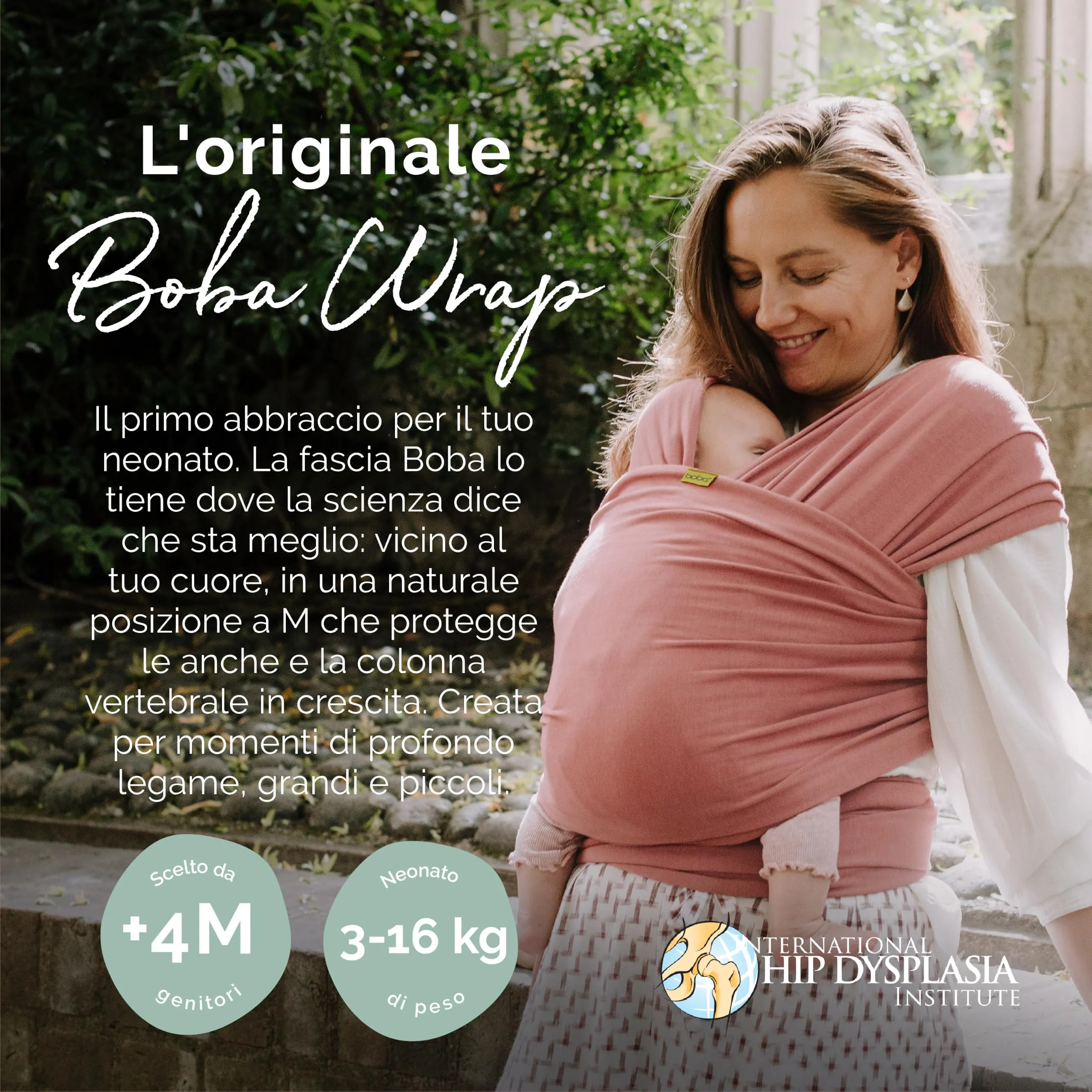 Boba Fascia Porta Bebè Elastica in Cotone, Rosa Antico - immagine 2
