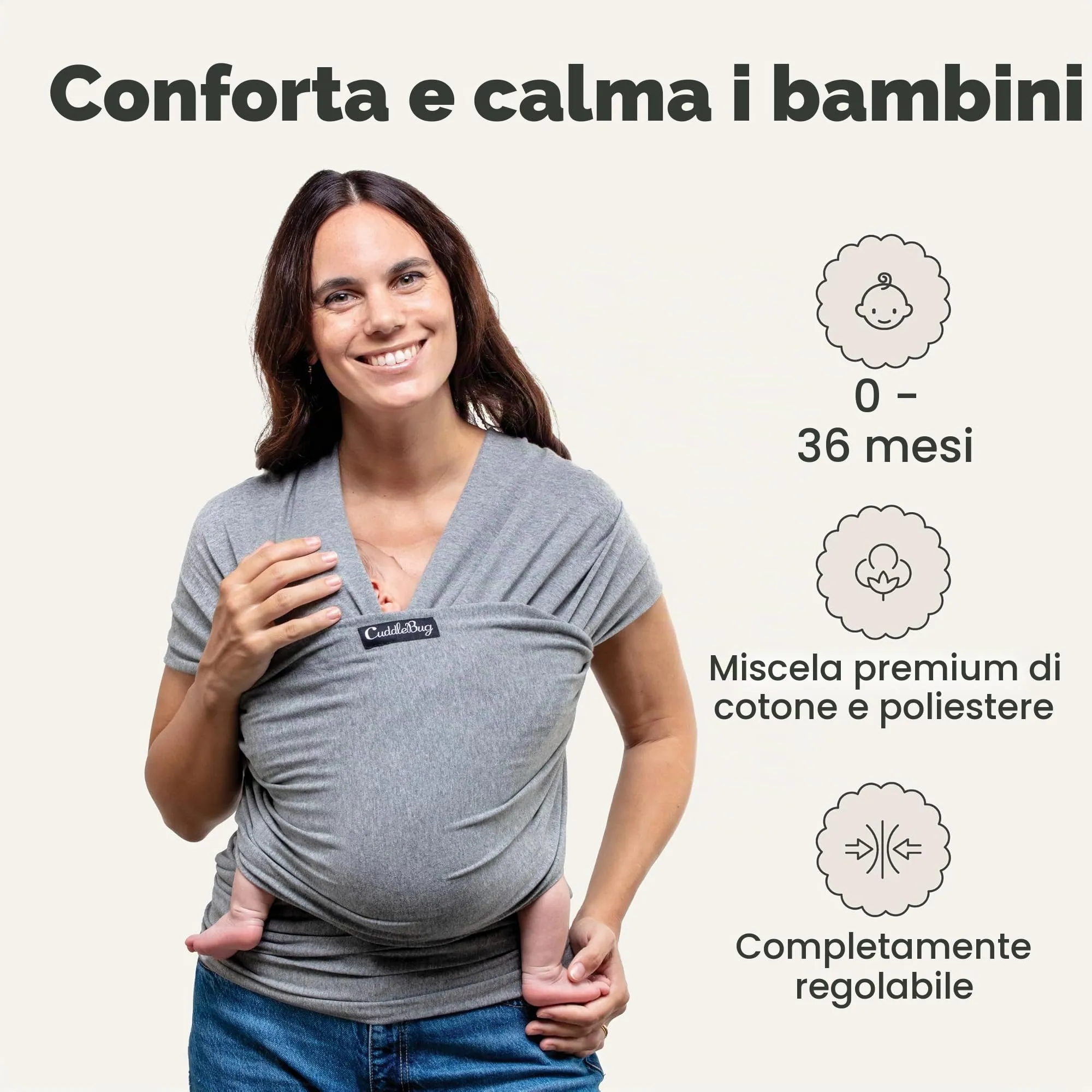 Cuddlebug Fascia Porta Bebè Elastica, 3-16 kg, Menta - immagine 2