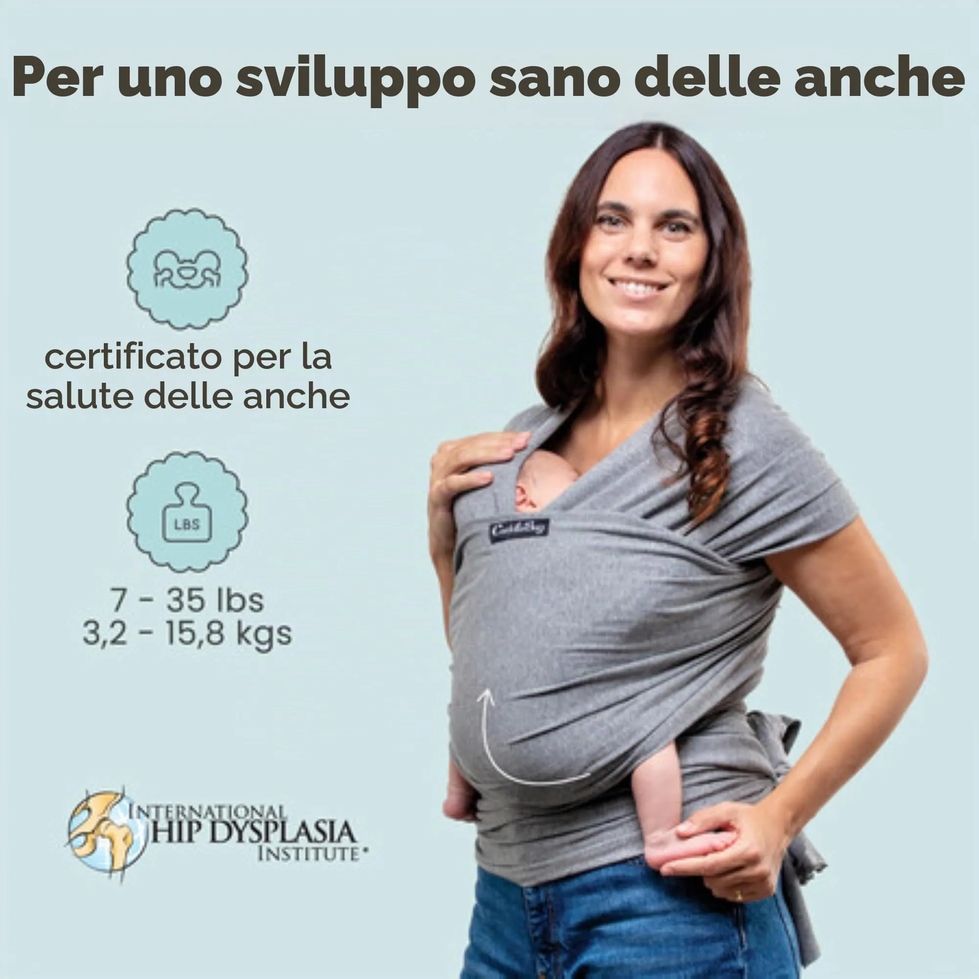 Cuddlebug Fascia Porta Bebè Elastica, 3-16 kg, Menta - immagine 3