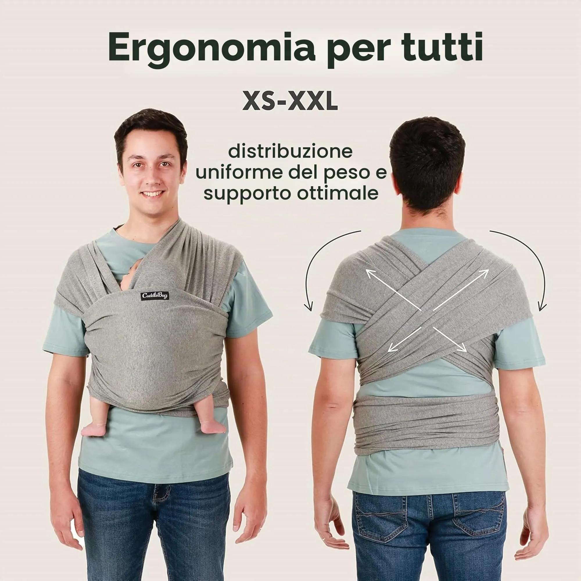 Cuddlebug Fascia Porta Bebè Elastica, 3-16 kg, Menta - immagine 5