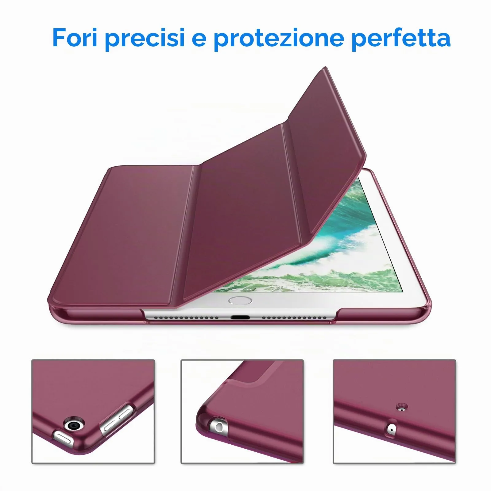 JETech Custodia per iPad 6ª/5ª Gen 9,7" (2018/2017), Vino Rosso - immagine 3