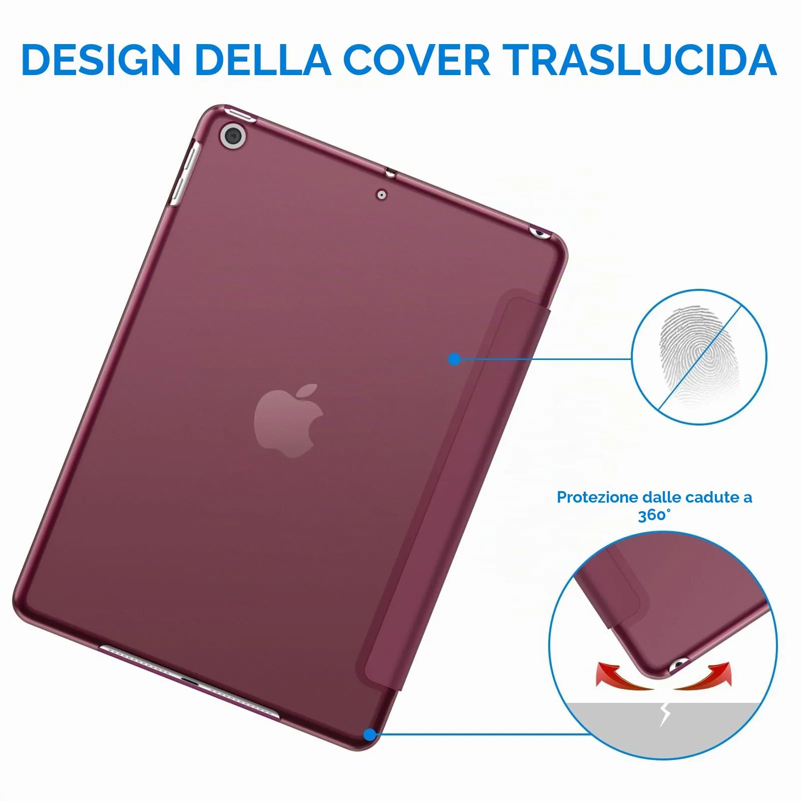 JETech Custodia per iPad 6ª/5ª Gen 9,7" (2018/2017), Vino Rosso - immagine 4