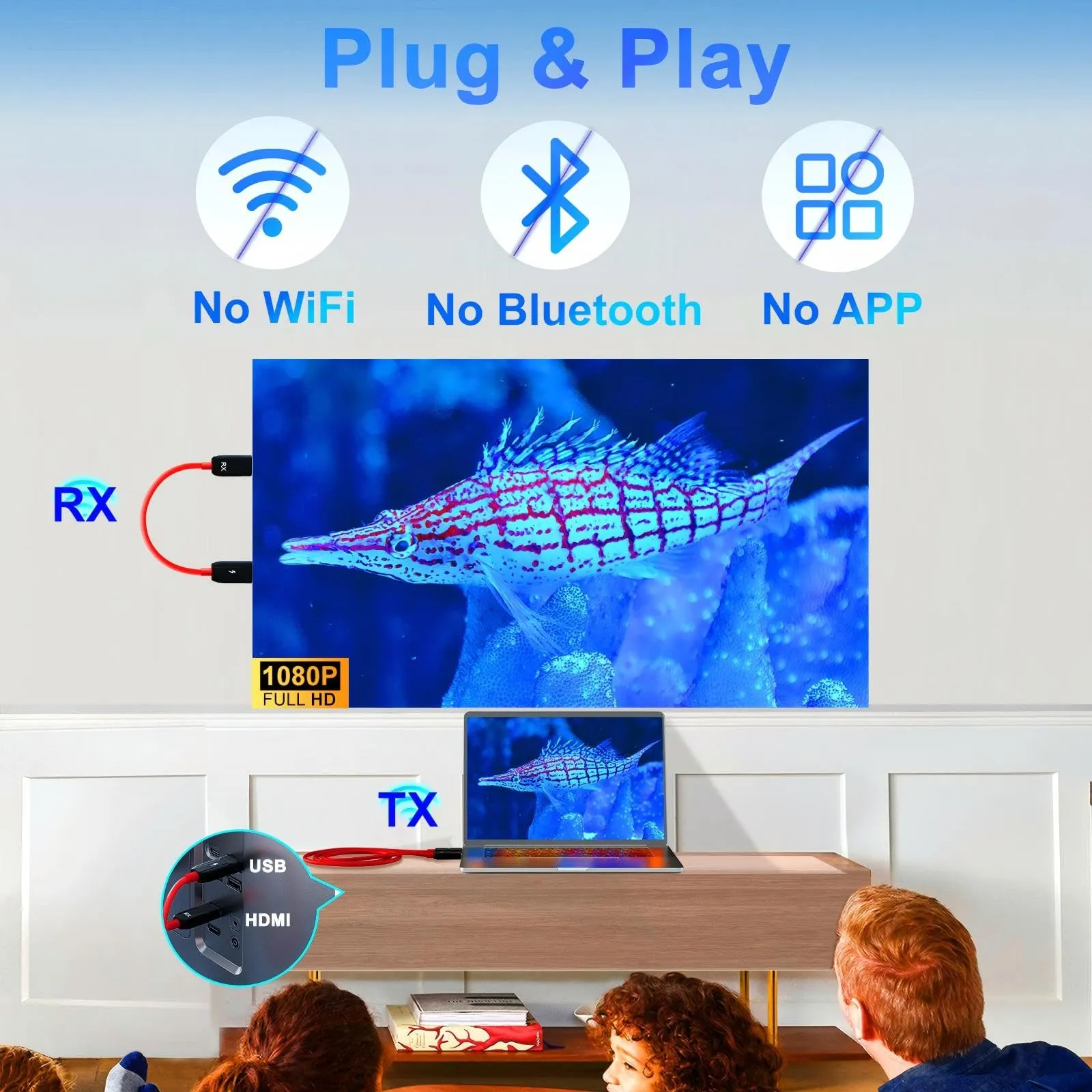 LXJADAP Trasmettitore e Ricevitore HDMI Wireless Plug & Play 1080p HD - immagine 3