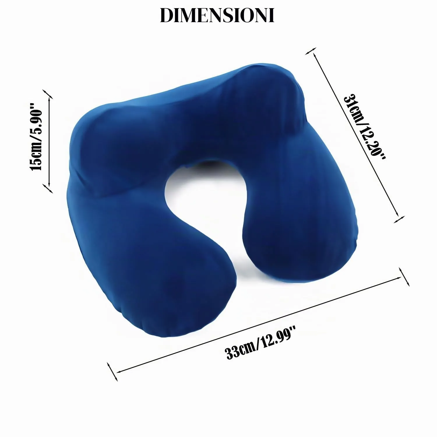 Constefire Cuscino da Viaggio Gonfiabile Ergonomico con Tappi per le Orecchie e Maschera per gli Occhi (Blu) - immagine 2