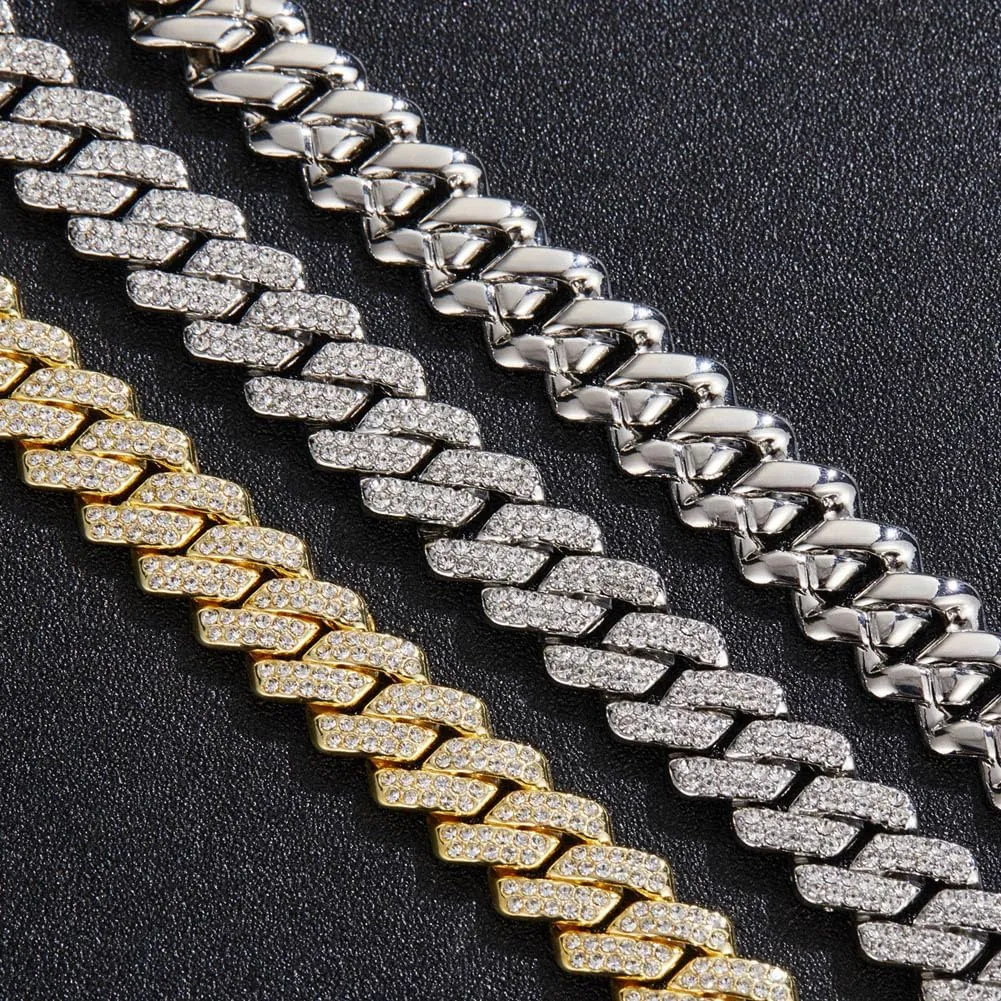 DIDISEE Set Collana e Bracciale Cuban Link in Oro e Argento con Zirconi Sintetici, 22" Necklace and 8" Bracelet - immagine 5