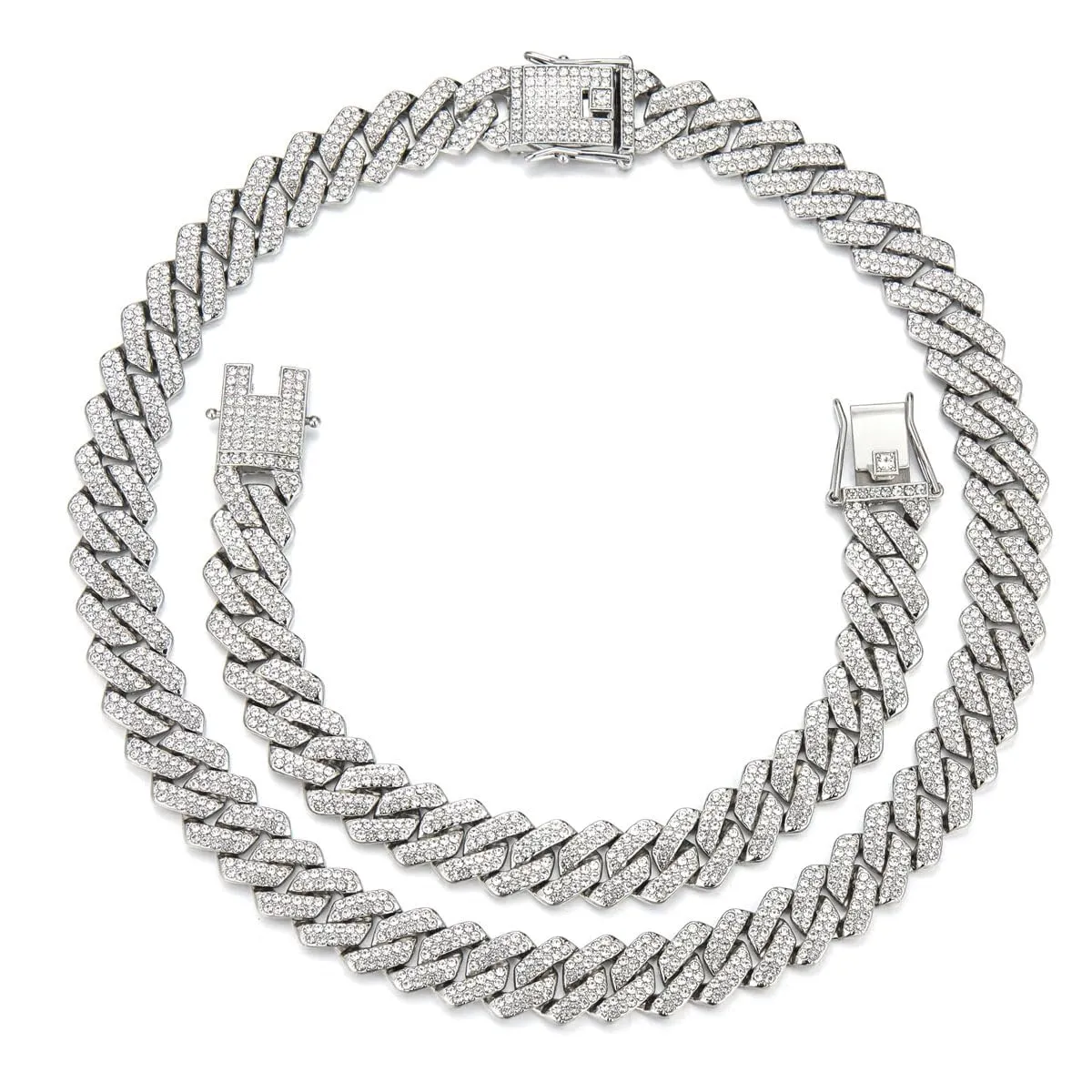 DIDISEE Set Collana e Bracciale Cuban Link in Oro e Argento con Zirconi Sintetici, 22" Necklace and 8" Bracelet - immagine 6