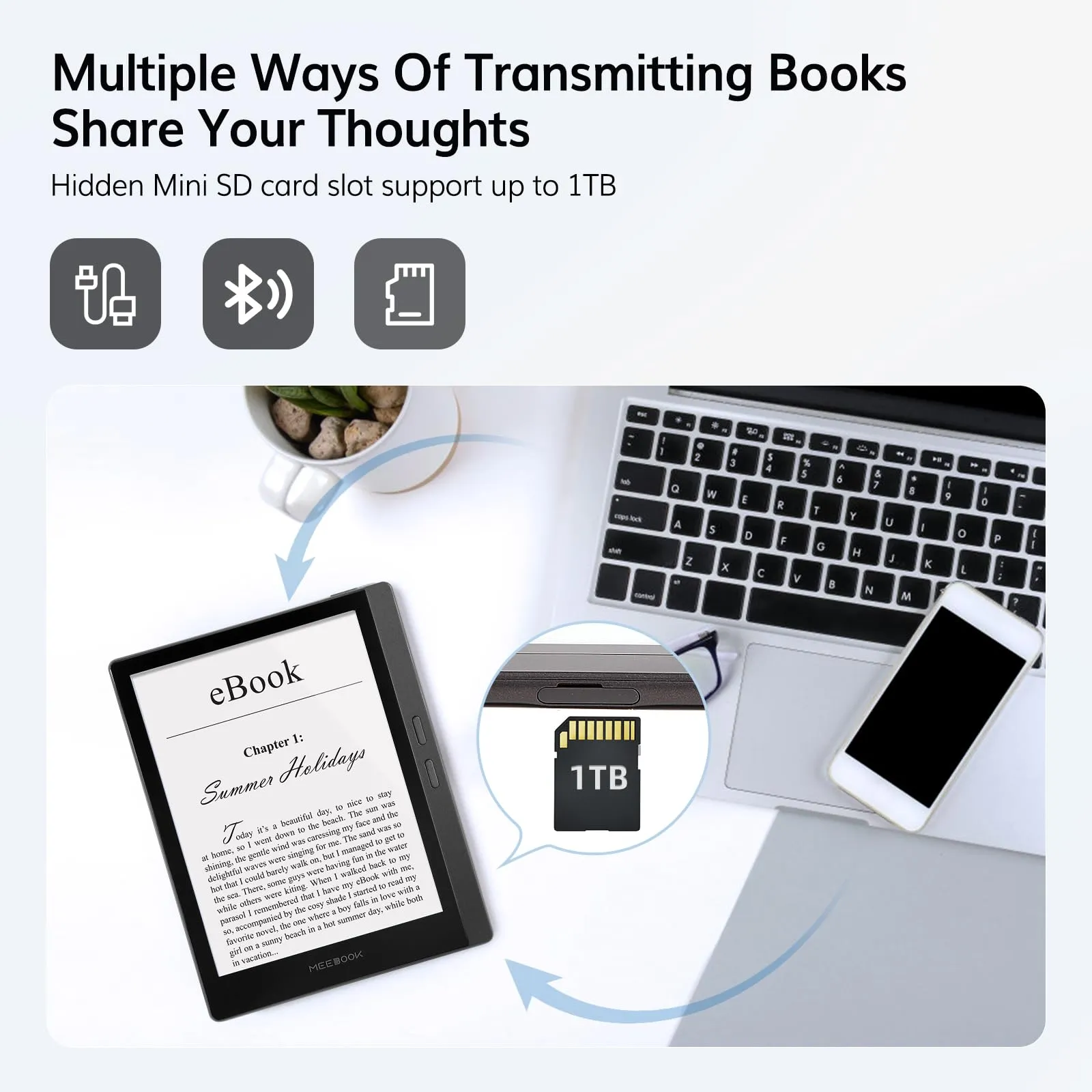 Meebook M7 E-Reader - 6.8" E Ink Carta Display, 300PPI, Android 11, Quad Core Processor, 3GB RAM, 32GB Storage, Micro-SD Slot, Gray - immagine 7