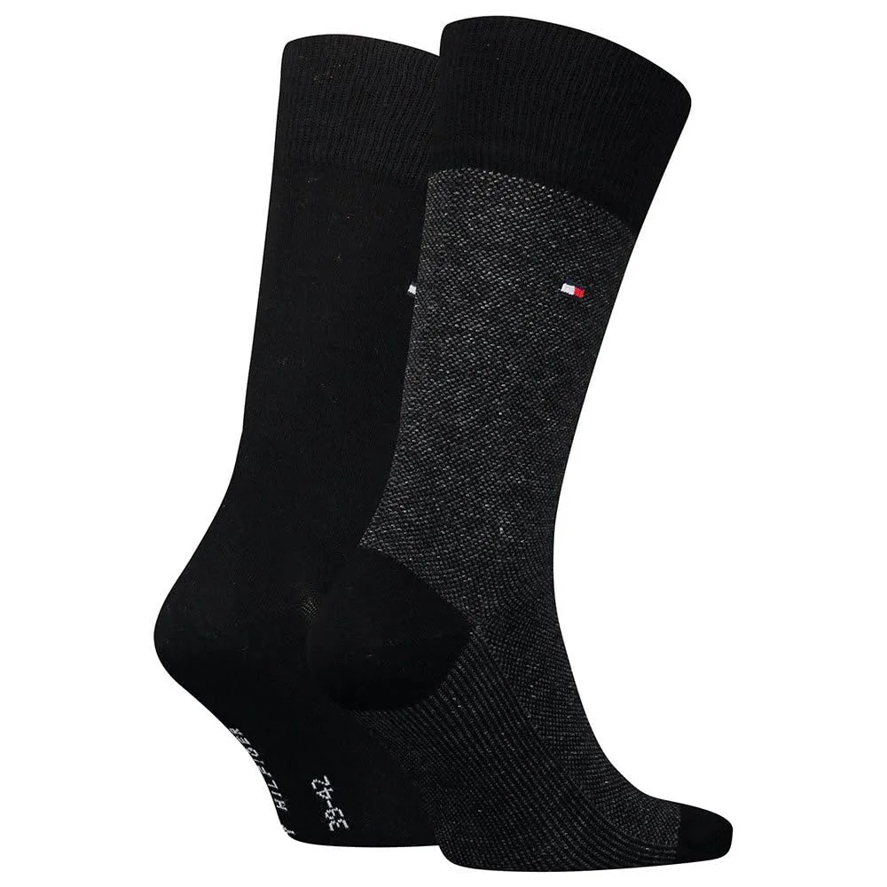 Tommy Hilfiger Classic Calzini Uomo, Nero 104, 39-42 (Pacco da 2) - immagine 2