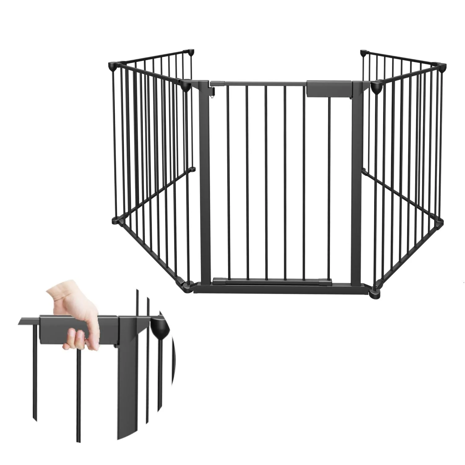 Sonnewelt Cancelletto di protezione per bambini e animali domestici, metallo, 310 cm, nero, 5 pezzi - immagine 4