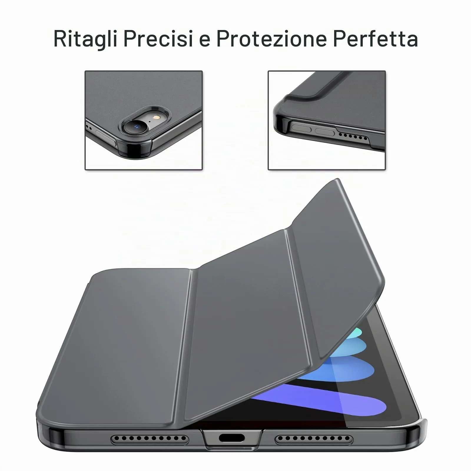 JETech Custodia per iPad mini A17 Pro/6ª Gen, Grigio Siderale - immagine 3