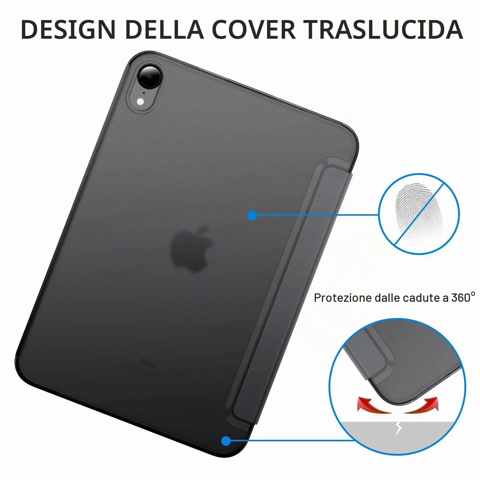 JETech Custodia per iPad mini A17 Pro/6ª Gen, Grigio Siderale - immagine 4