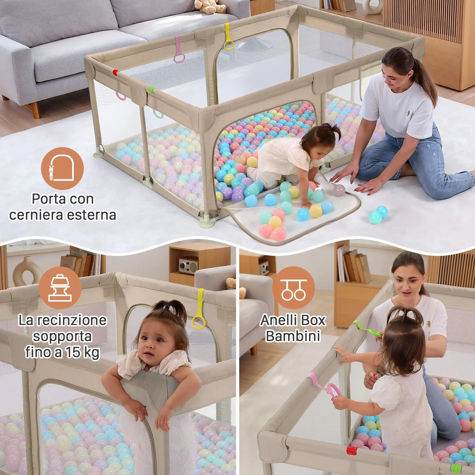 Dripex Box Recinto per Bambini e Neonati, Medium, Caffè - immagine 2