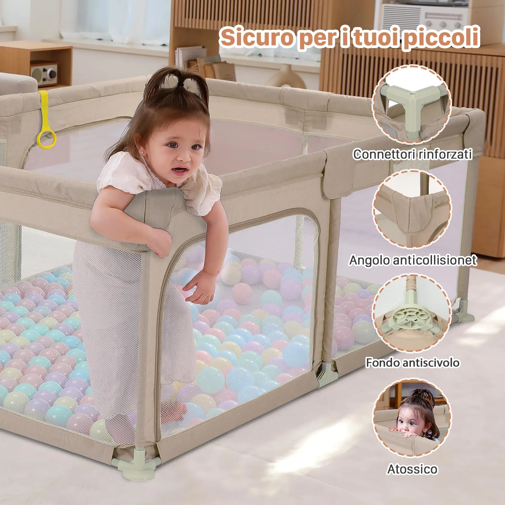 Dripex Box Recinto per Bambini e Neonati, Medium, Caffè - immagine 3