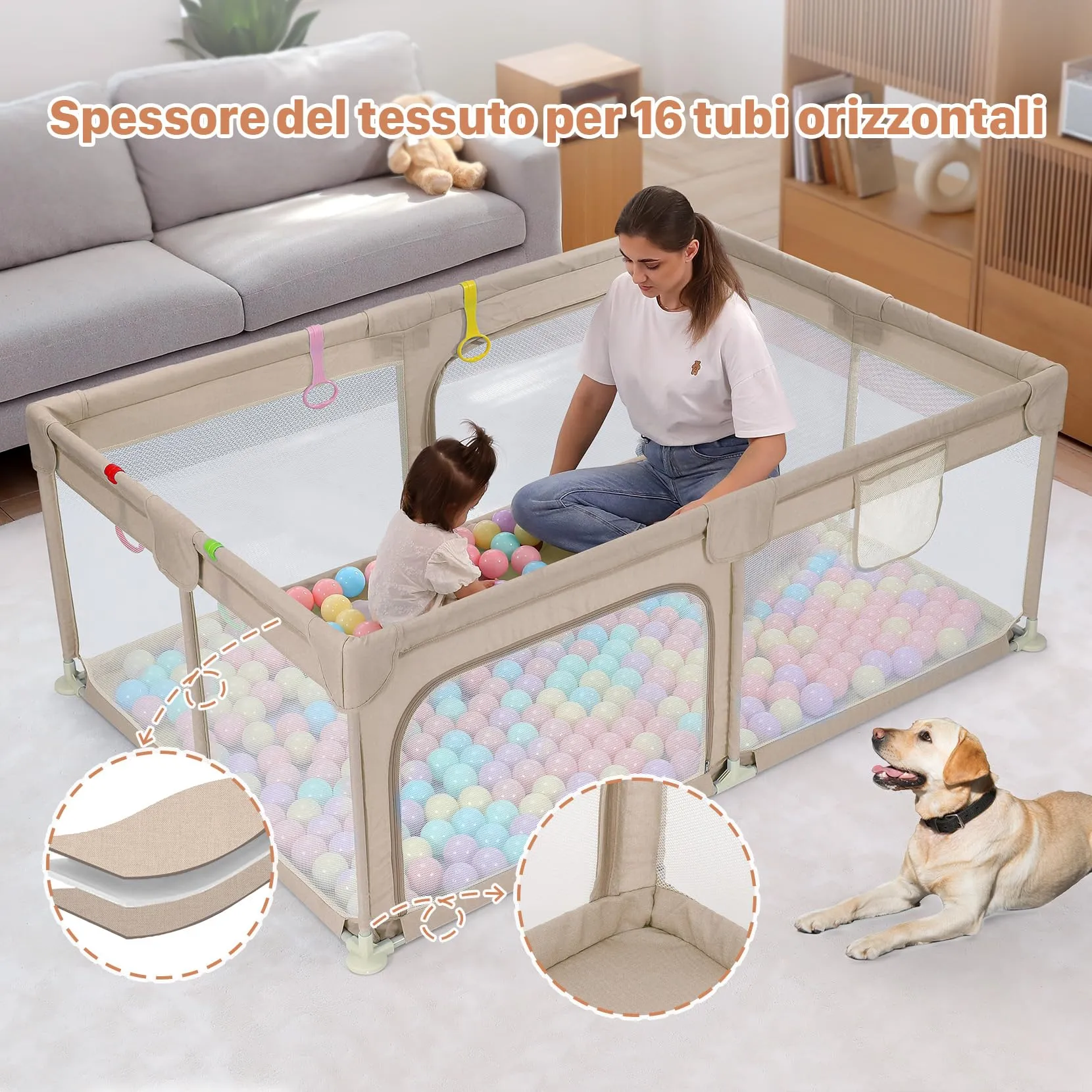 Dripex Box Recinto per Bambini e Neonati, Medium, Caffè - immagine 4