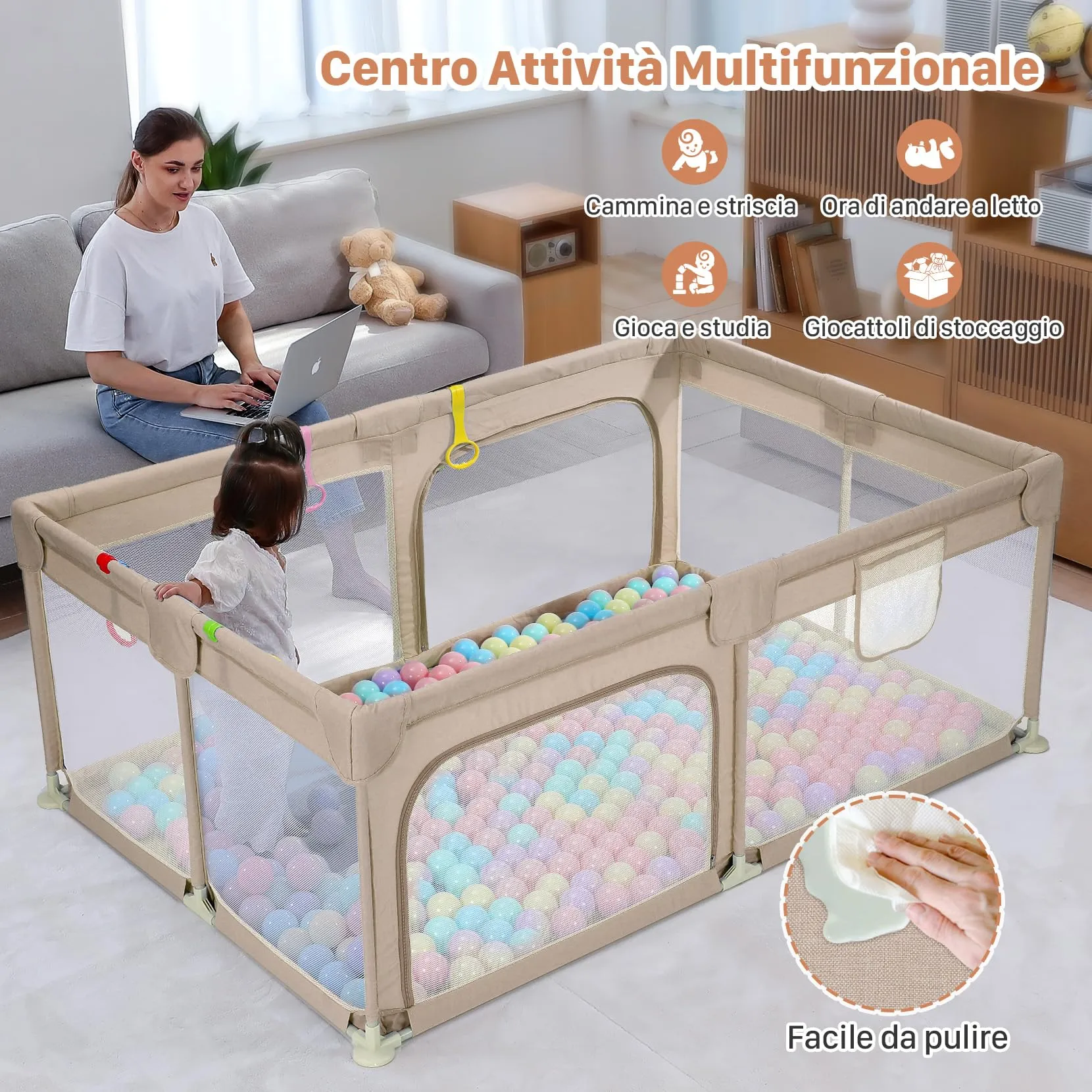 Dripex Box Recinto per Bambini e Neonati, Medium, Caffè - immagine 6